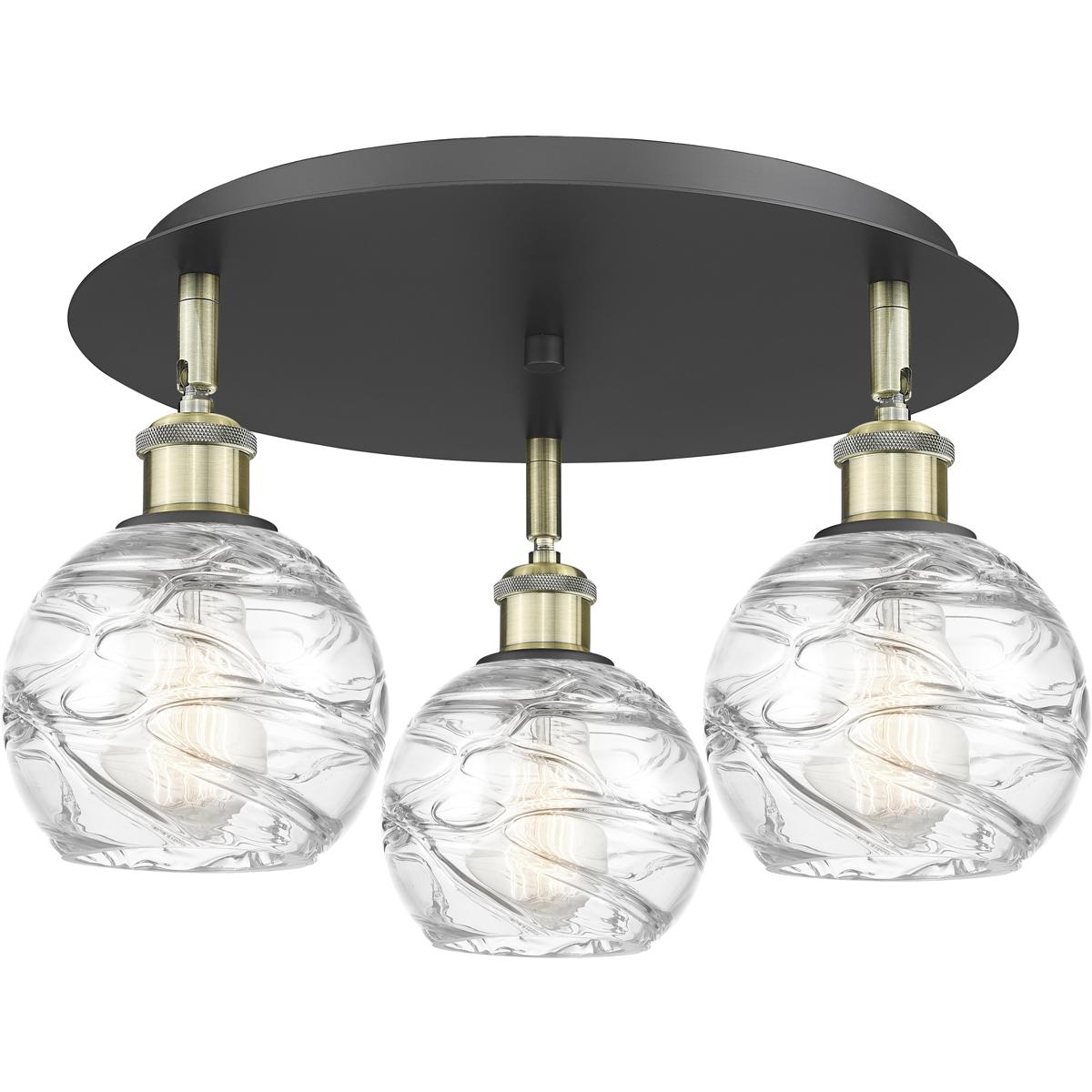 Innovations Lighting 516-3C-BAB-G1213-6 Athens Deco Swirl 3 Light 17.63 inch Black Antique Brass Flush Mount Ceiling Light