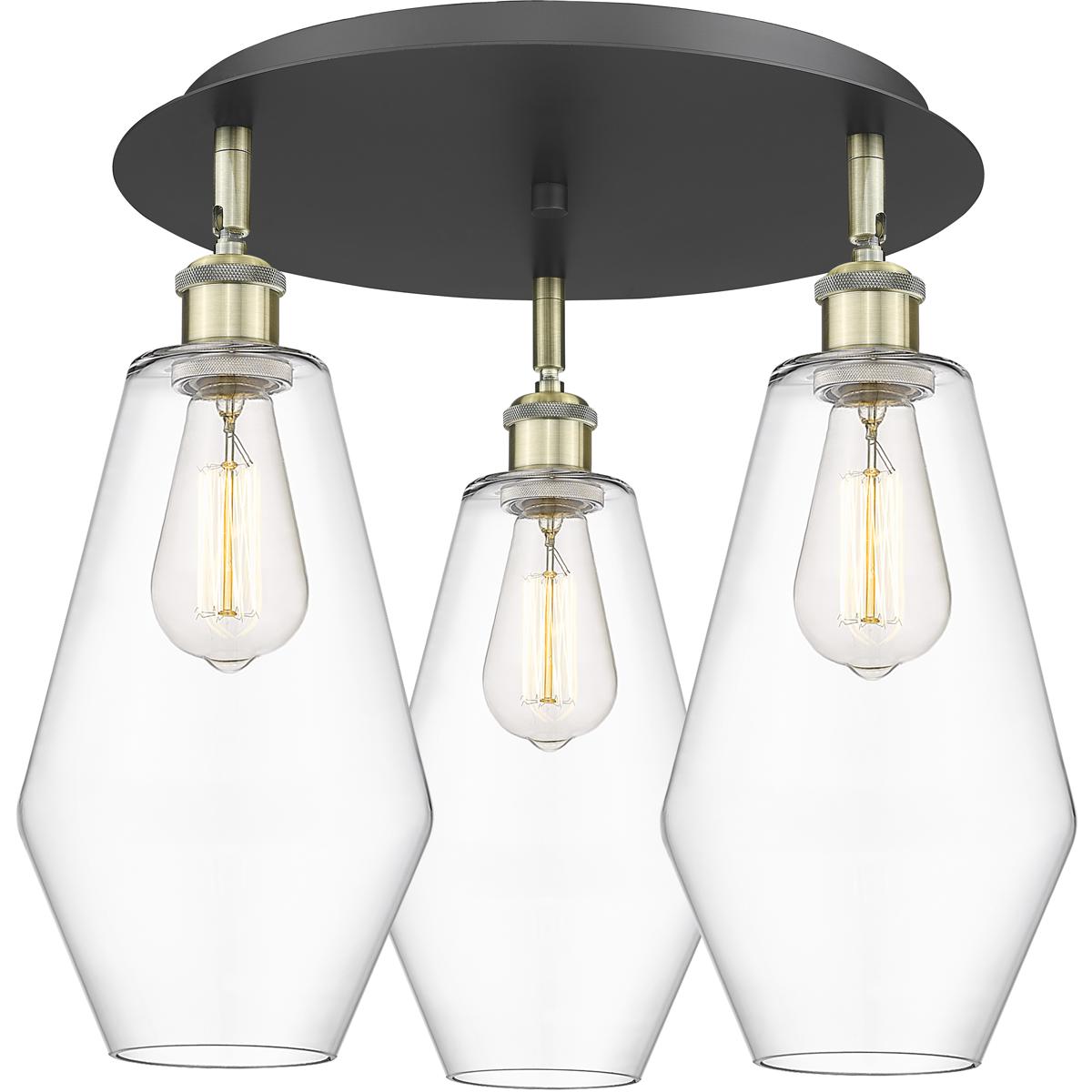 Innovations Lighting 516-3C-BAB-G652-7 Cindyrella 3 Light 18.75 inch Black Antique Brass Flush Mount Ceiling Light in Clear