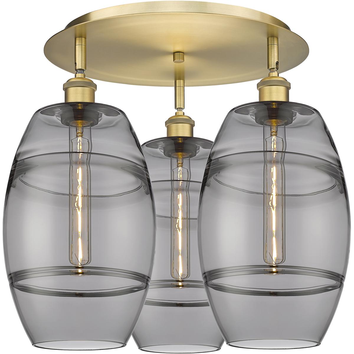 Innovations Lighting 516-3C-BB-G557-8SM Ballston Vaz 3 Light 19.75 inch Brushed Brass Flush Mount Ceiling Light