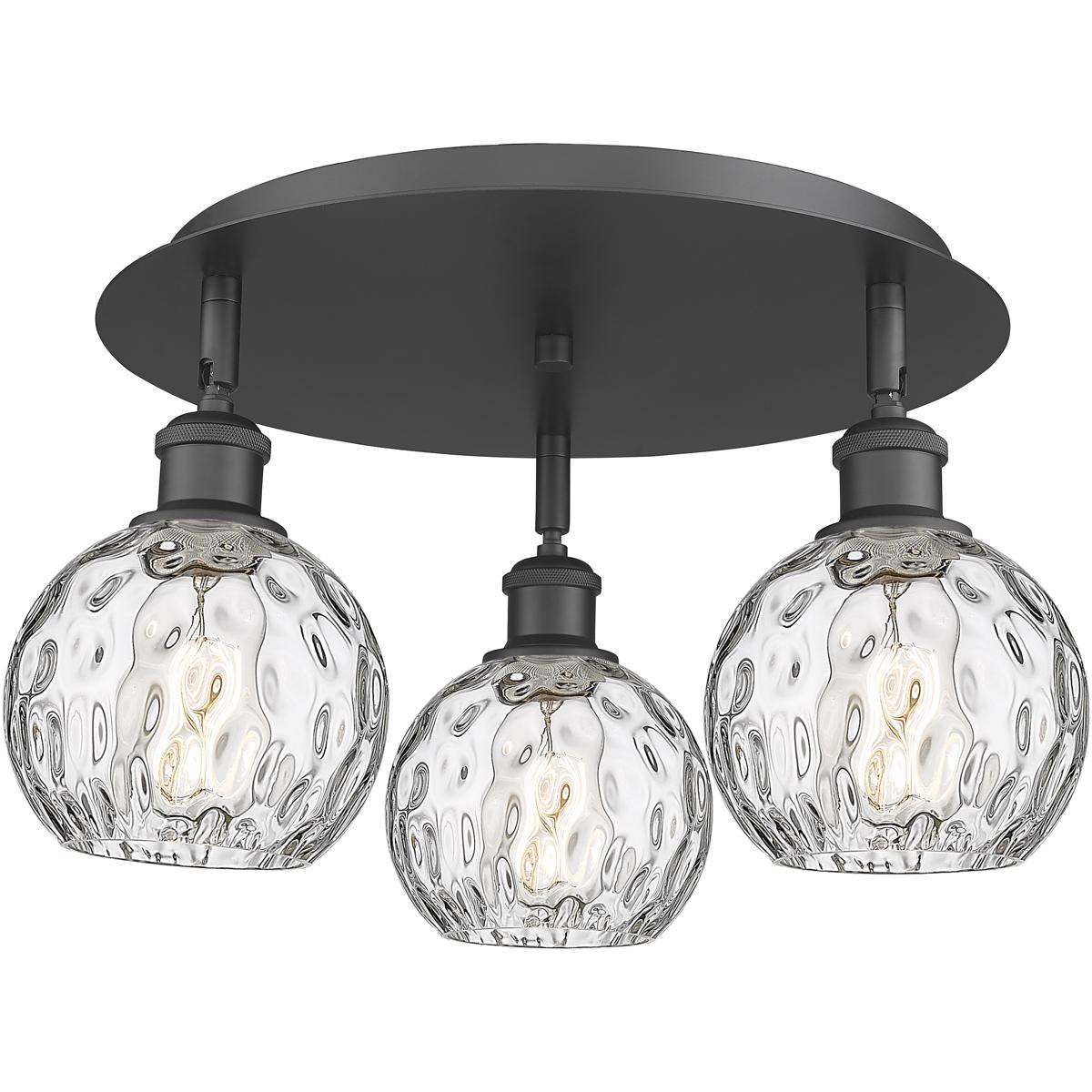 Innovations Lighting Athens Water Glass 18 Inch 3 Light Flush Mount Athens Water Glass - 516-3C-BK-G1215-6 - Industrial