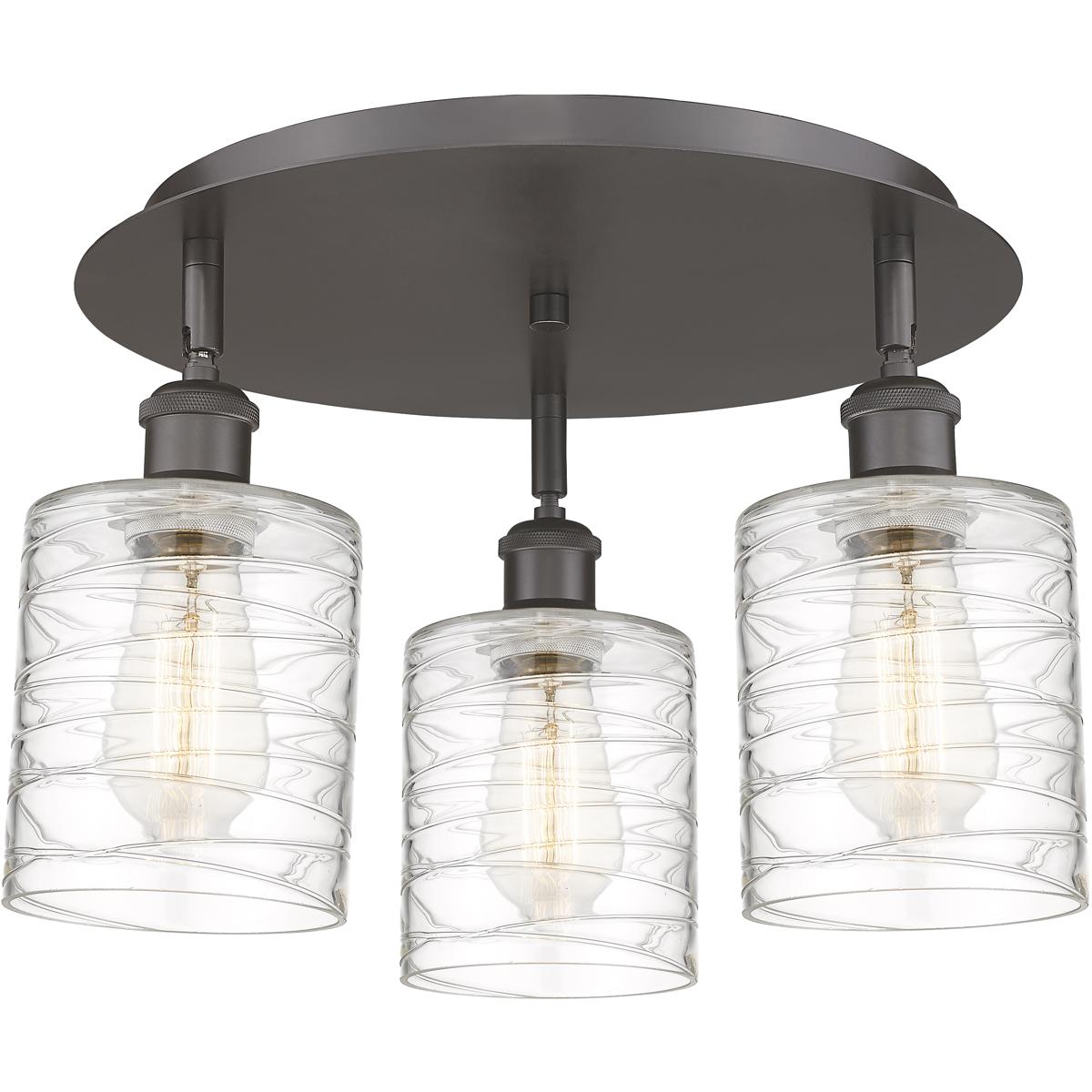 Innovations Lighting 516-3C-OB-G1113 Cobbleskill 3 Light 16.75 inch Oil Rubbed Bronze Flush Mount Ceiling Light in Deco Swirl