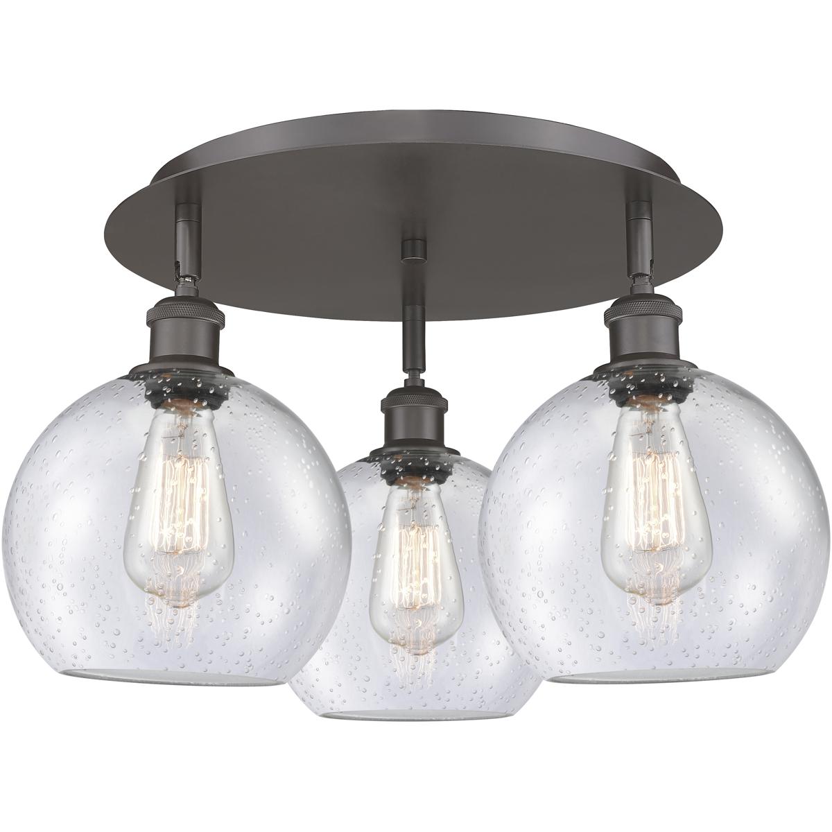 Innovations Lighting 516-3C-OB-G124-8 Athens 3 Light 19.75 inch Oil Rubbed Bronze Flush Mount Ceiling Light in Seedy