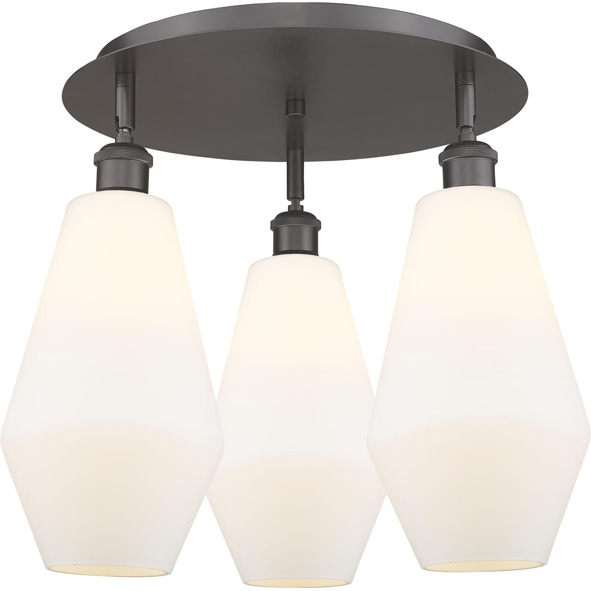 Innovations Lighting 516-3C-OB-G651-7 Cindyrella 3 Light 18.75 inch Oil Rubbed Bronze Flush Mount Ceiling Light in Cased Matte White
