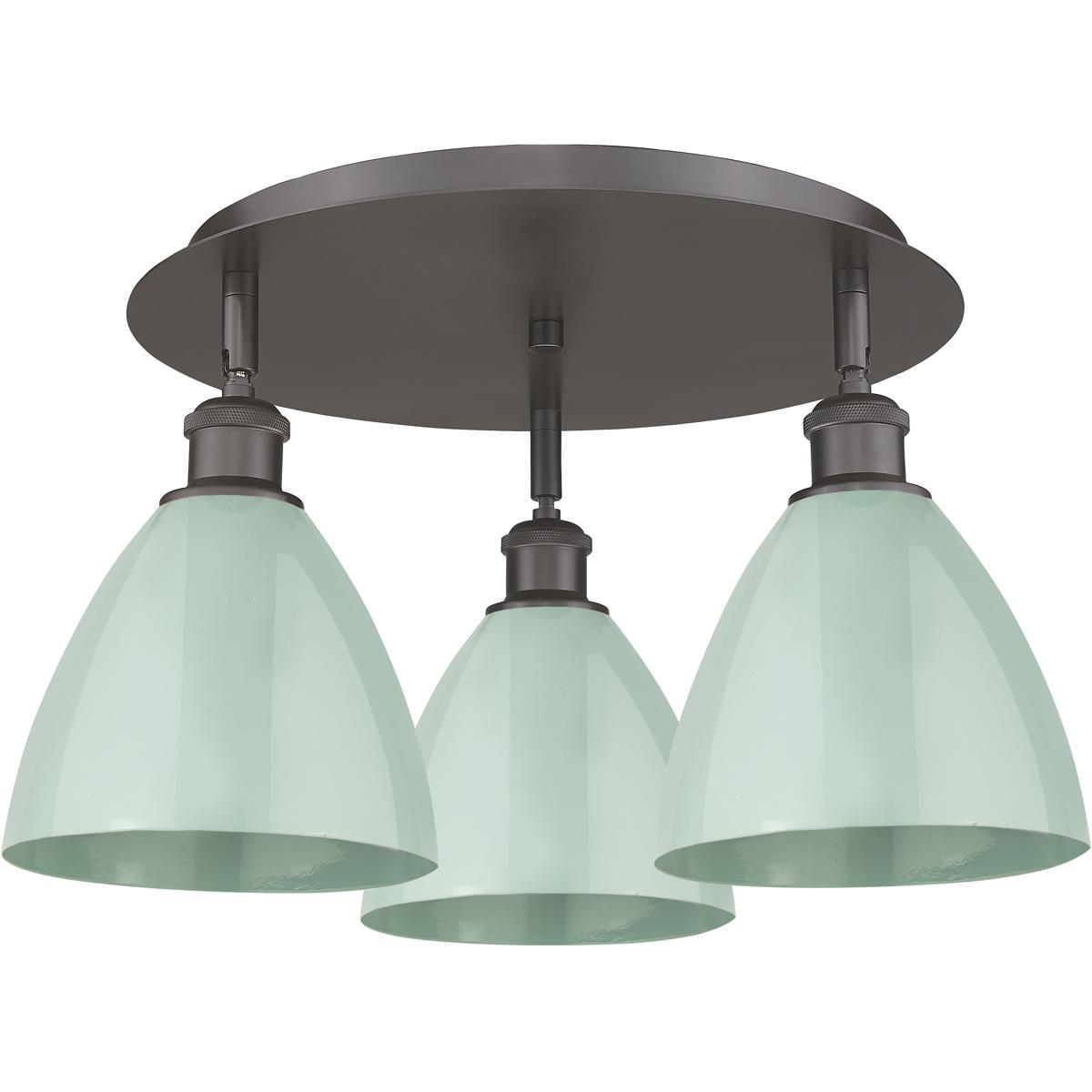 Innovations Lighting 516-3C-OB-MBD-75-SF Ballston Dome 3 Light 19.25 inch Oil Rubbed Bronze Flush Mount Ceiling Light in Seafoam