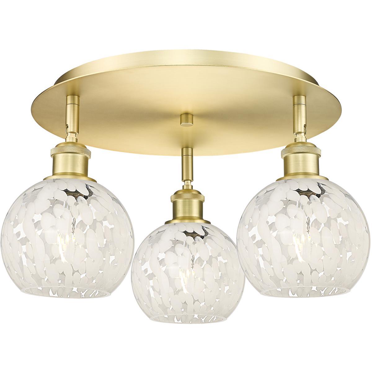 Innovations Lighting 516-3C-SG-G1216-6WM Ballston White Mouchette 3 Light 17.75 inch Satin Gold Flush Mount Ceiling Light