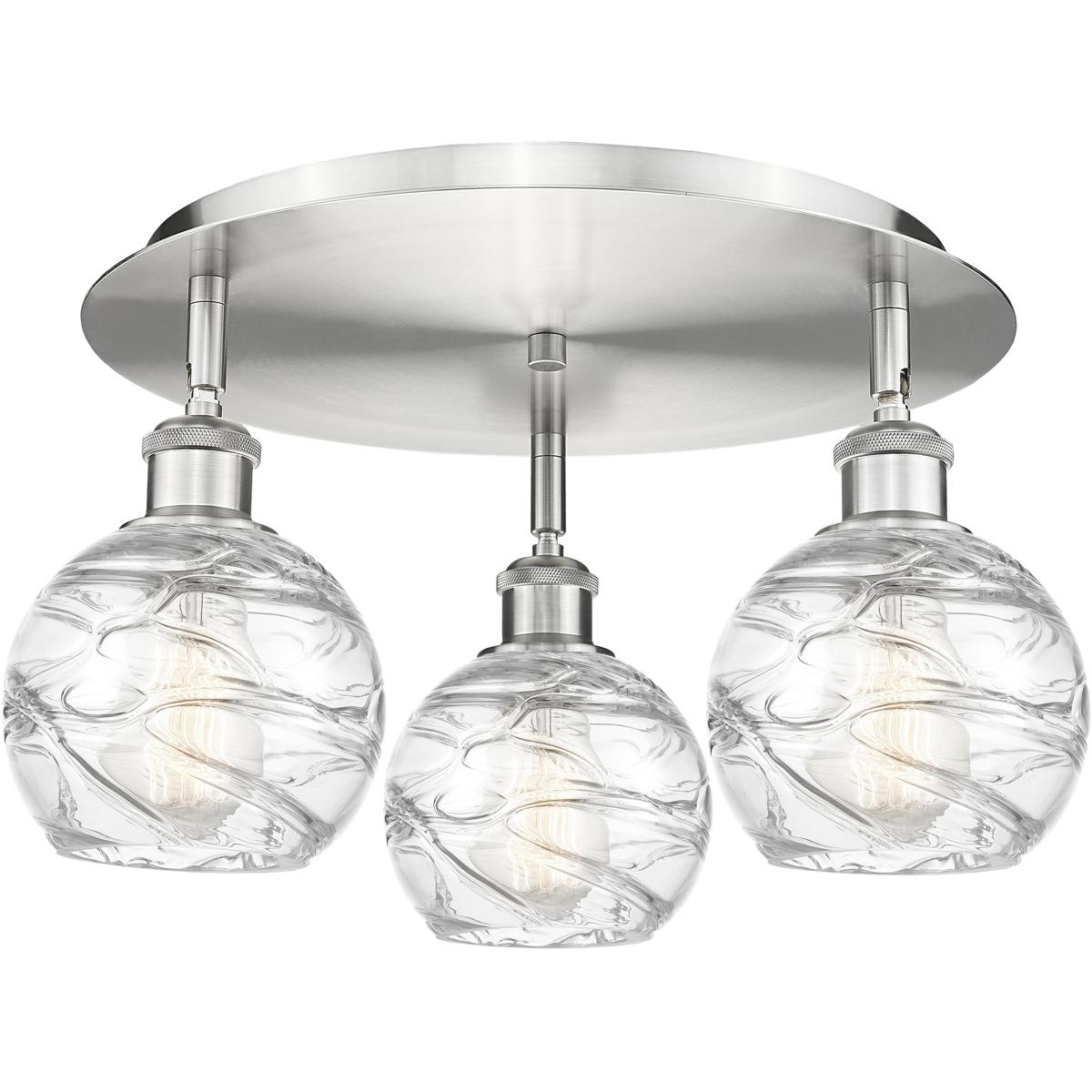Innovations Lighting 516-3C-SN-G1213-6 Athens Deco Swirl 3 Light 17.63 inch Satin Nickel Flush Mount Ceiling Light