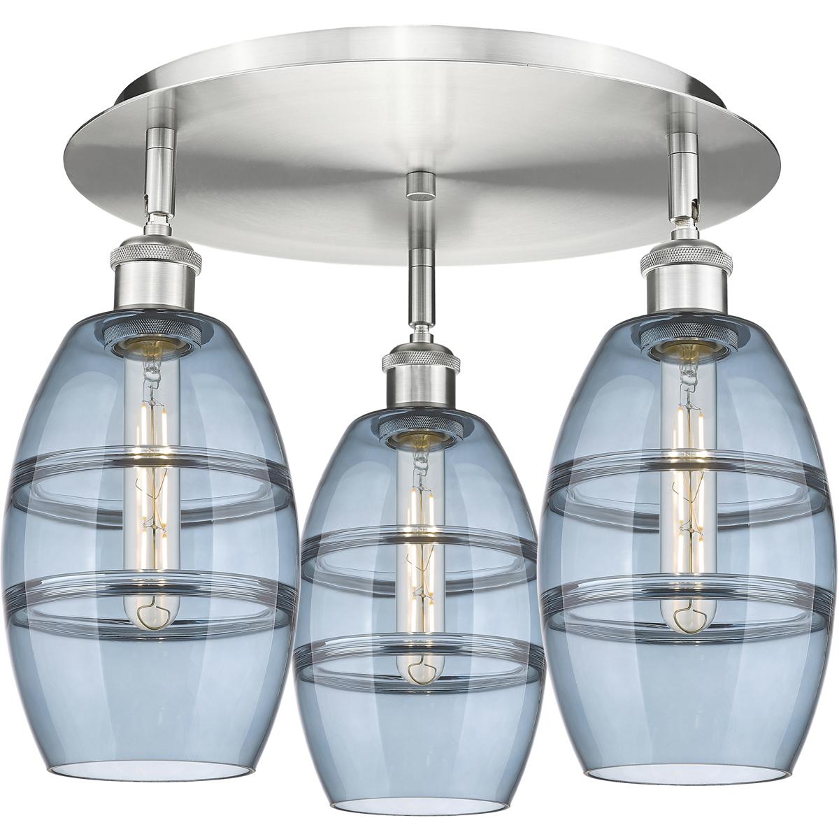 Innovations Lighting 516-3C-SN-G557-6BL Ballston Vaz 3 Light 17.63 inch Satin Nickel Flush Mount Ceiling Light
