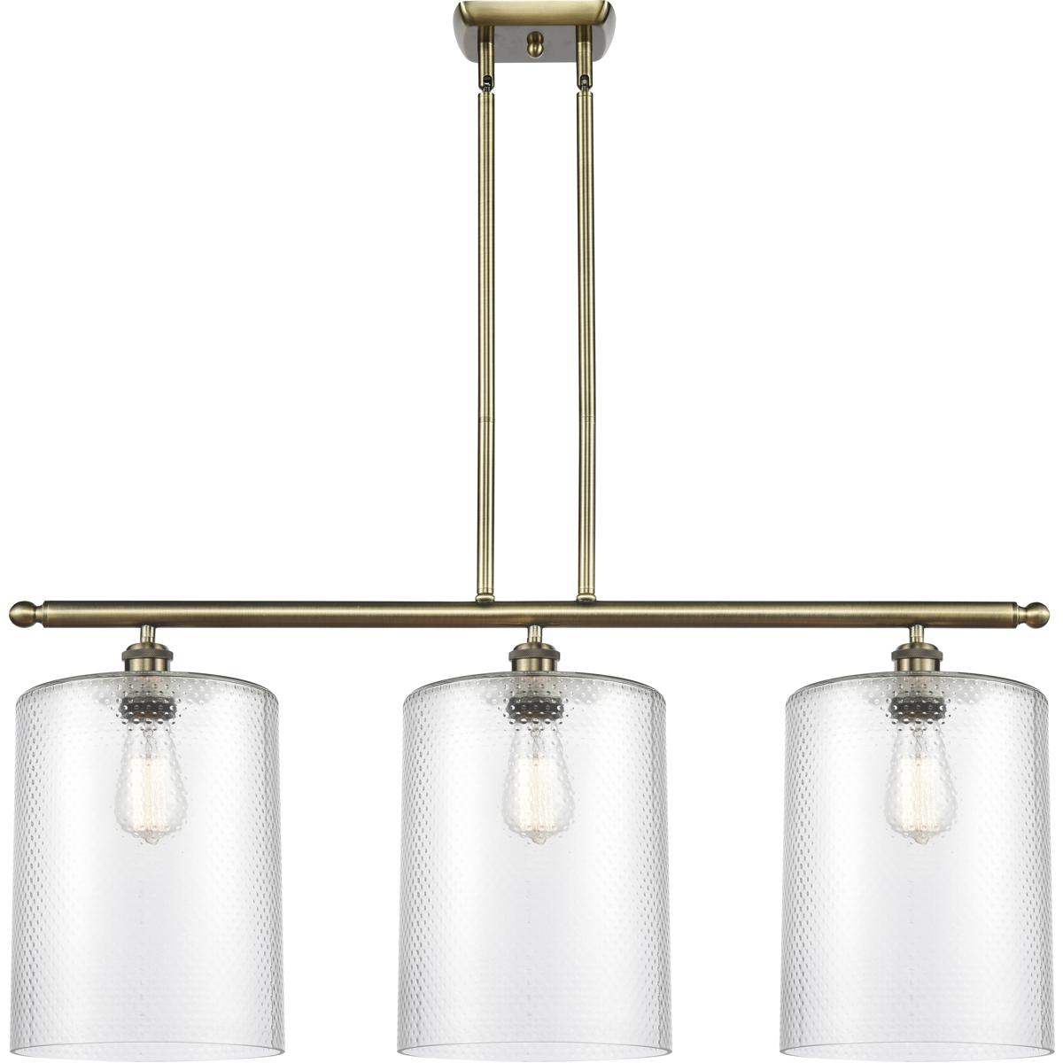 Innovations Lighting 516-3I-AB-G112-L Ballston Cobbleskill 3 Light 36 inch Antique Brass Island Light Ceiling Light in Clear Glass