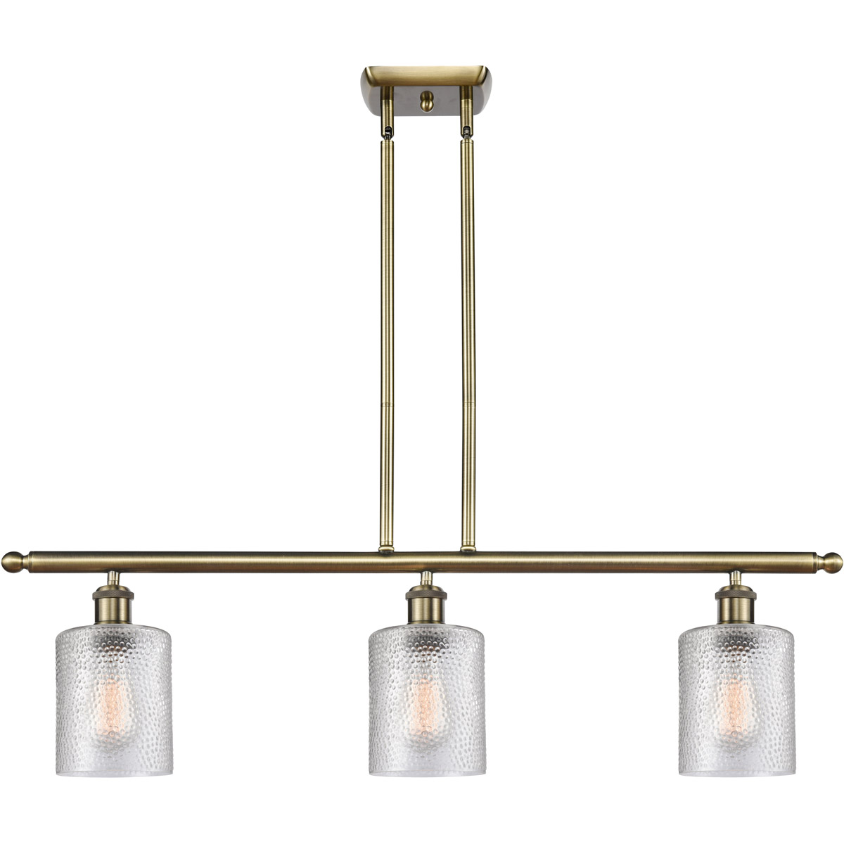 Innovations Lighting 516-3I-AB-G112-LED Ballston Cobbleskill LED 36 inch Antique Brass Island Light Ceiling Light in Clear Glass, Ballston