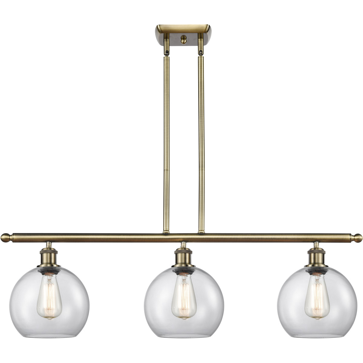 Innovations Lighting 516-3I-AB-G122-8-LED Ballston Athens LED 36 inch Antique Brass Island Light Ceiling Light in Clear Glass