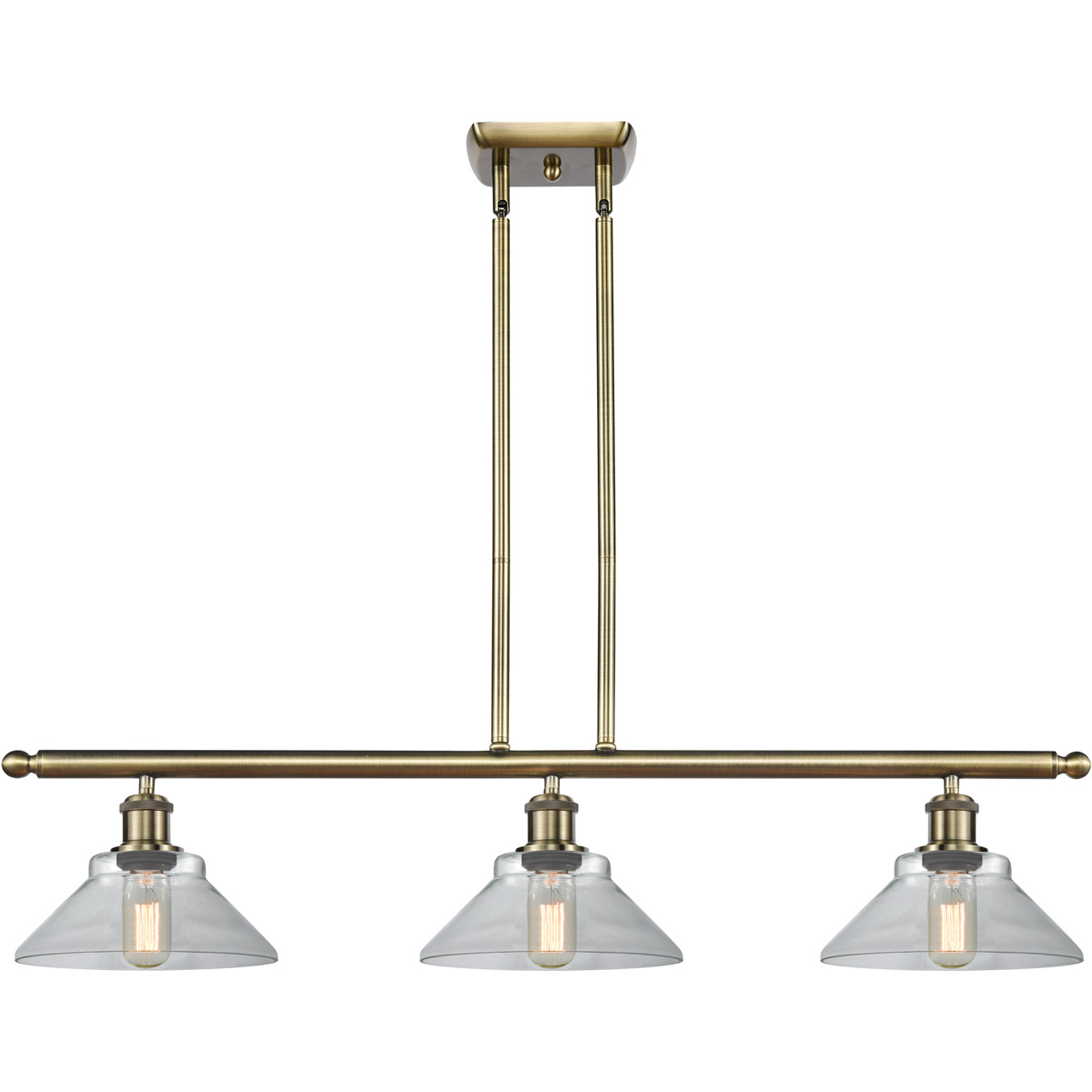 Innovations Lighting 516-3I-AB-G132-LED Ballston Orwell LED 36 inch Antique Brass Island Light Ceiling Light in Clear Glass, Ballston