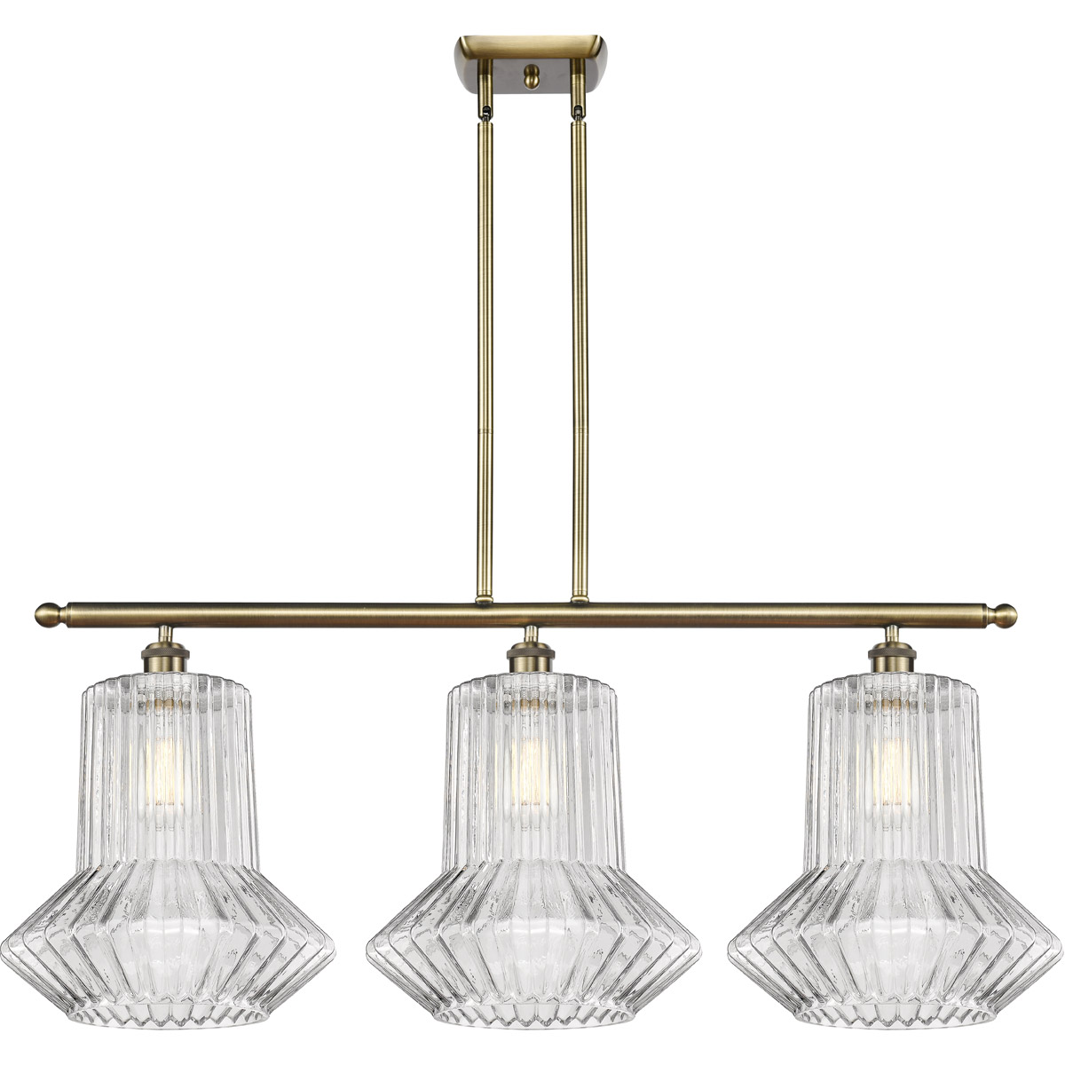 Innovations Lighting 516-3I-AB-G212-LED Ballston Springwater LED 36 inch Antique Brass Island Light Ceiling Light in Clear Spiral Fluted Glass, Ballst