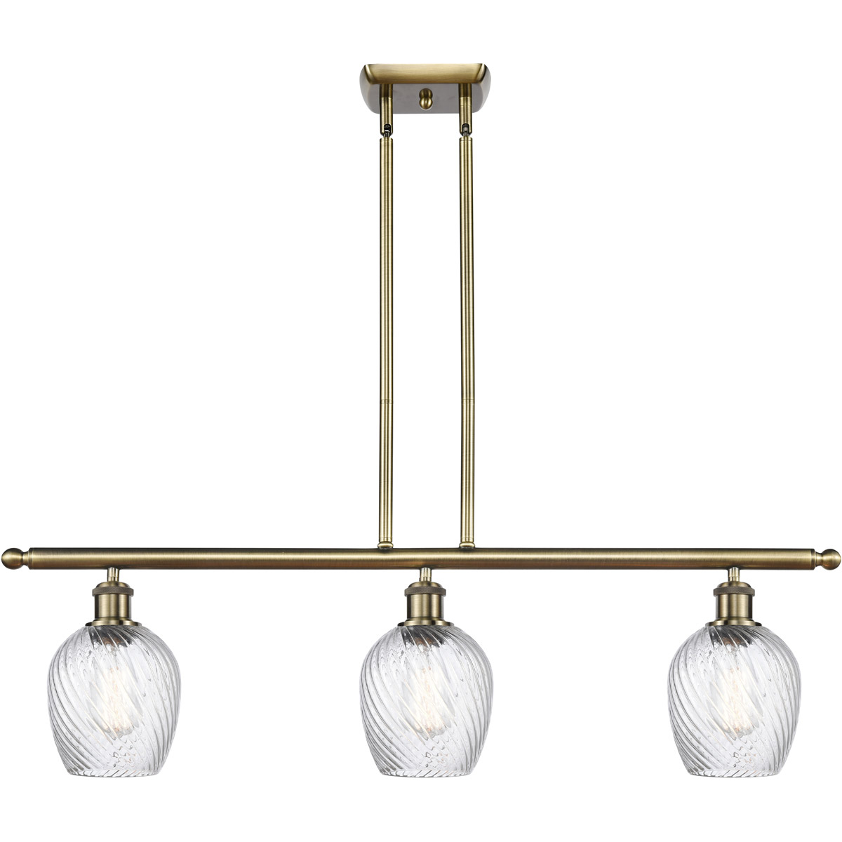 Innovations Lighting 516-3I-AB-G292 Ballston Salina 3 Light 36 inch Antique Brass Island Light Ceiling Light in Incandescent, Clear Spiral Fluted Glas