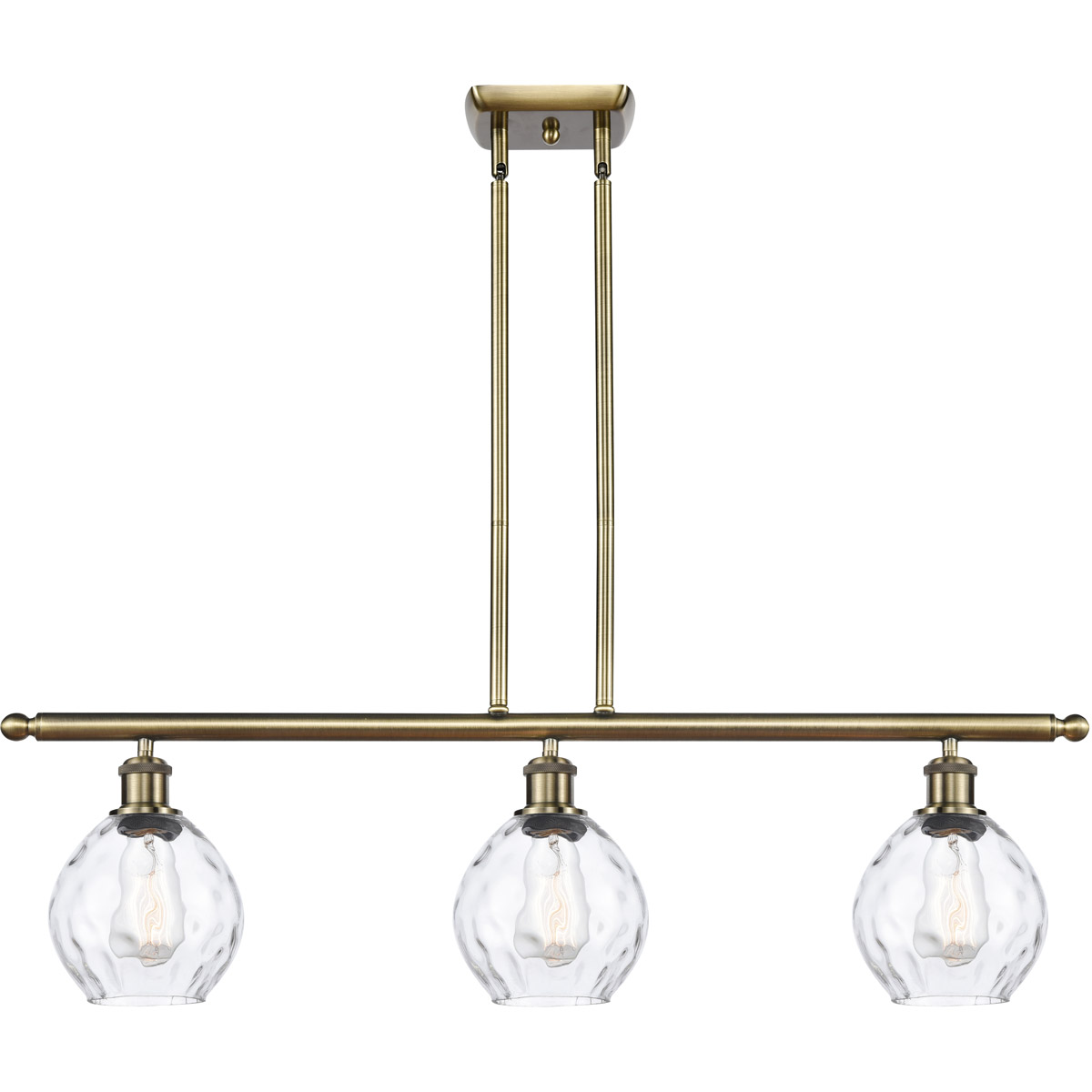 Innovations Lighting 516-3I-AB-G362-LED Ballston Small Waverly LED 36 inch Antique Brass Island Light Ceiling Light, Ballston