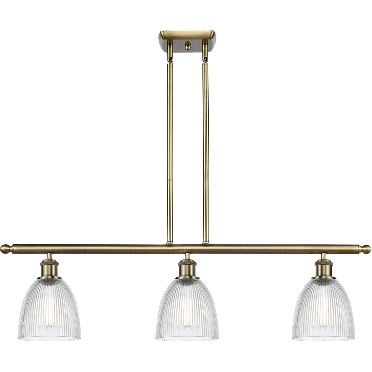 Innovations Lighting 516-3I-AB-G382-LED Ballston Castile LED 36 inch Antique Brass Island Light Ceiling Light in Clear Glass, Ballston