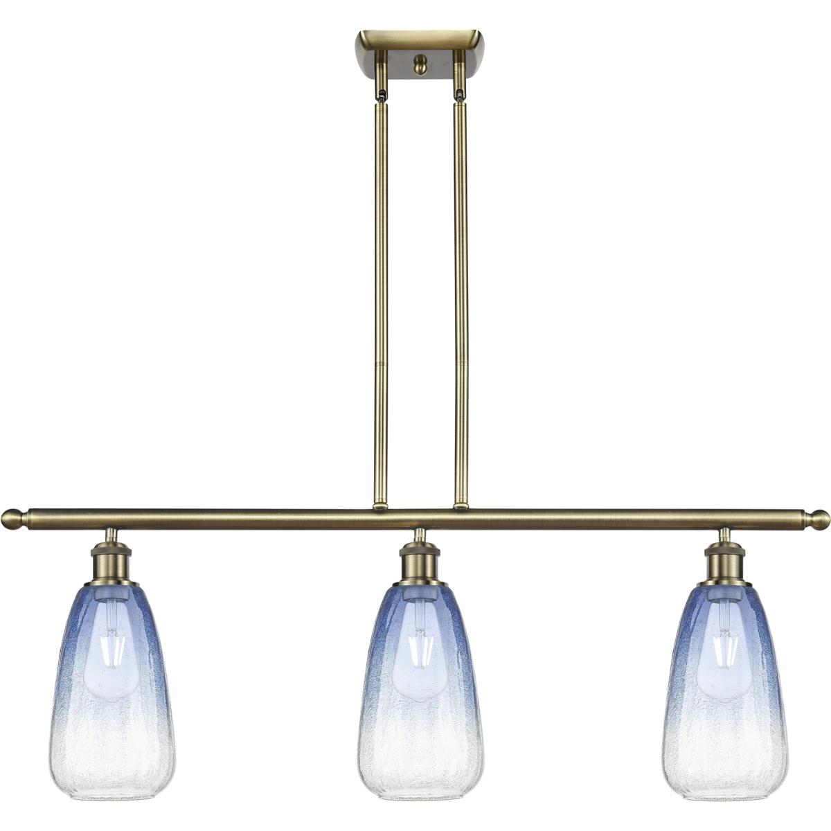 Innovations Lighting 516-3I-AB-G480-6SB Ballston Brookhaven Almond Island Light Ceiling Light in Antique Brass, Sapphire Blue Glass