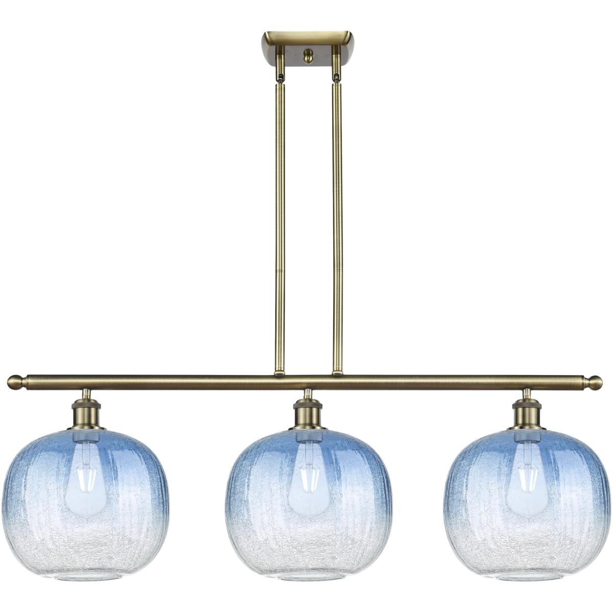 Innovations Lighting 516-3I-AB-G481-10SB Ballston Brookhaven Sphere Island Light Ceiling Light in Antique Brass, Sapphire Blue Glass