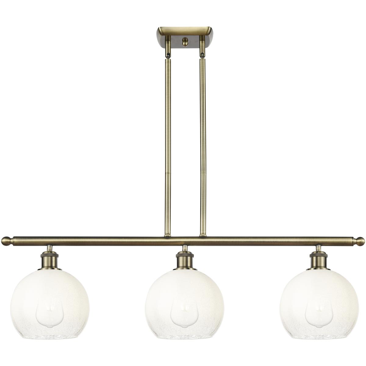Innovations Lighting 516-3I-AB-G483-8OP Ballston Brookhaven Globe Island Light Ceiling Light in Antique Brass, Opal Glass