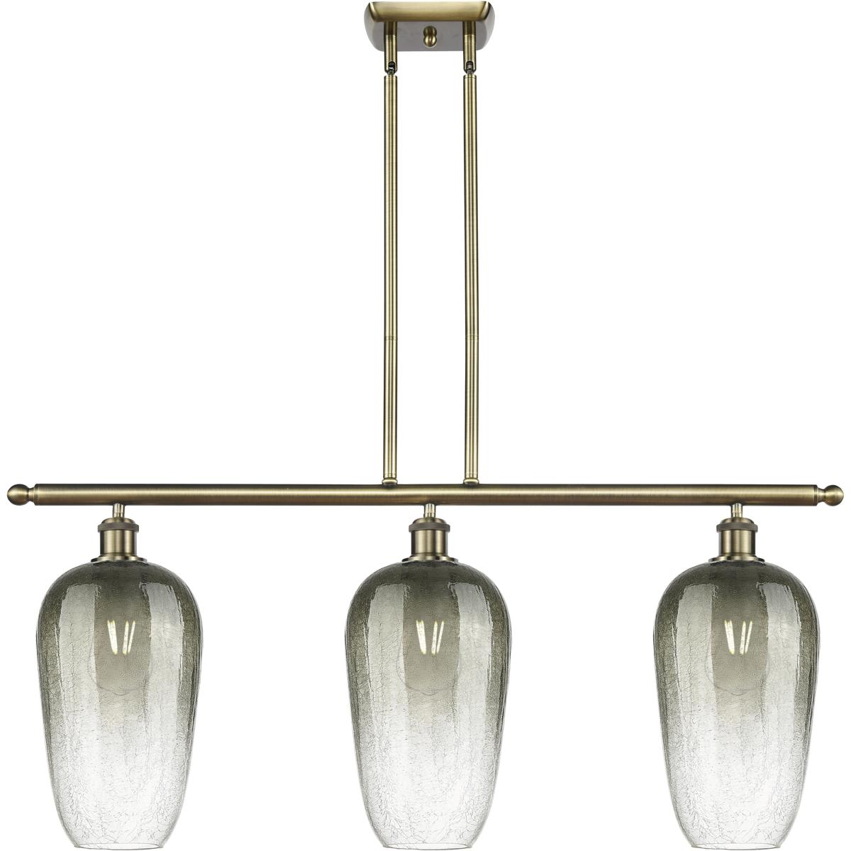 Innovations Lighting 516-3I-AB-G484-7SL Ballston Brookhaven Flute Island Light Ceiling Light in Antique Brass, Slate Glass