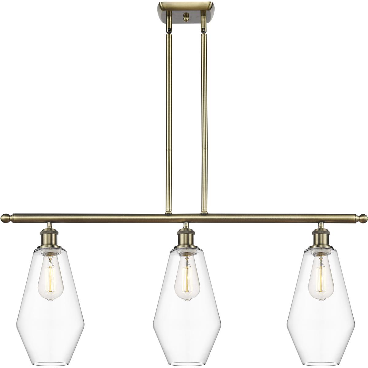 Innovations Lighting 516-3I-AB-G652-7 Ballston Cindyrella 3 Light 36 inch Antique Brass Island Light Ceiling Light in Incandescent, Clear Glass