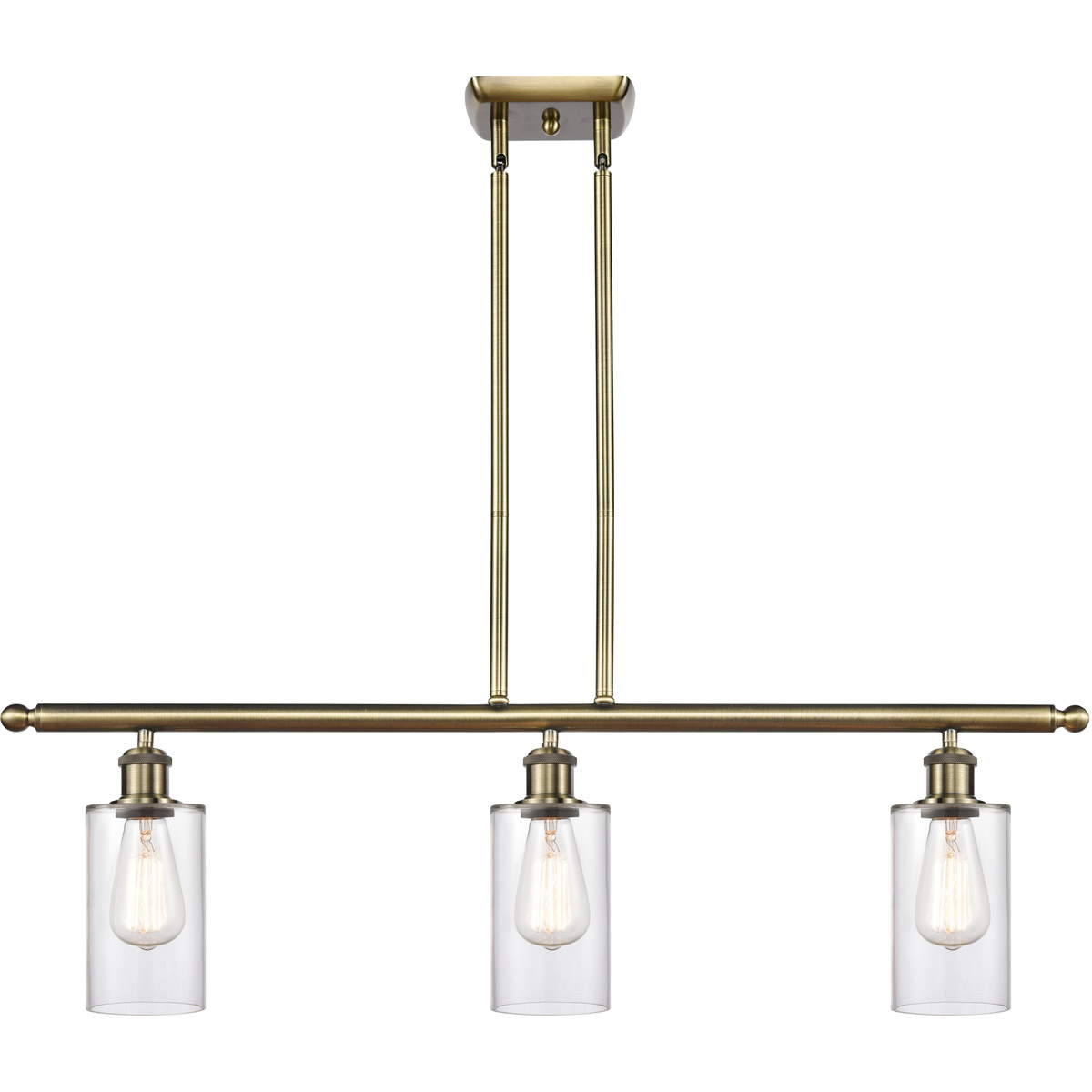 Innovations Lighting 516-3I-AB-G802-LED Ballston Clymer LED 36 inch Antique Brass Island Light Ceiling Light in Clear Glass, Ballston