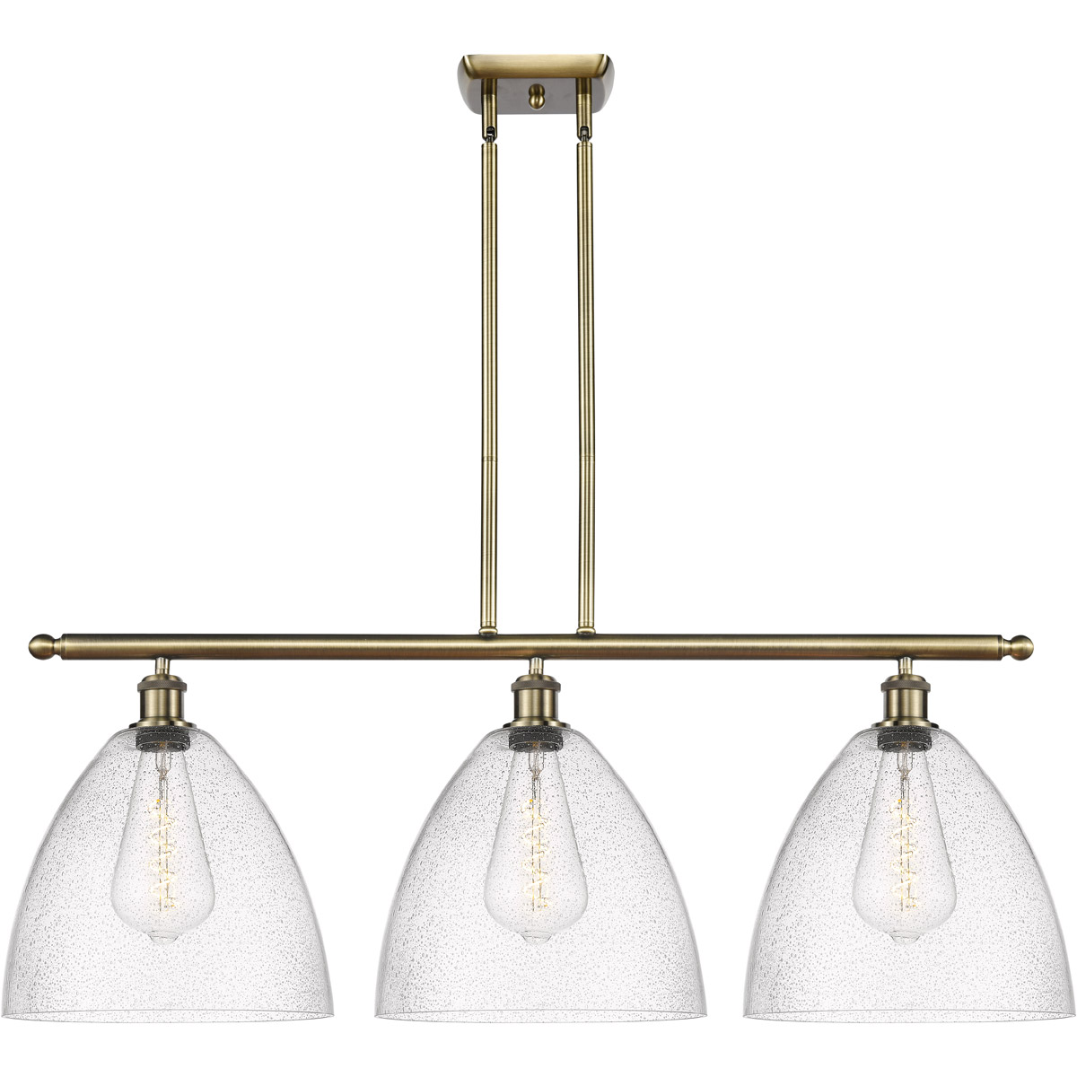 Innovations Lighting Bruno Marashlian Ballston Dome 38 Inch 3 Light Linear Suspension Light Ballston Dome - 516-3I-AB-GBD-124 - Modern Contemporary