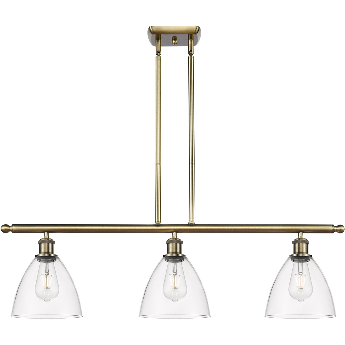 Innovations Lighting 516-3I-AB-GBD-752-LED Ballston Dome LED 36 inch Antique Brass Island Light Ceiling Light in Clear Glass
