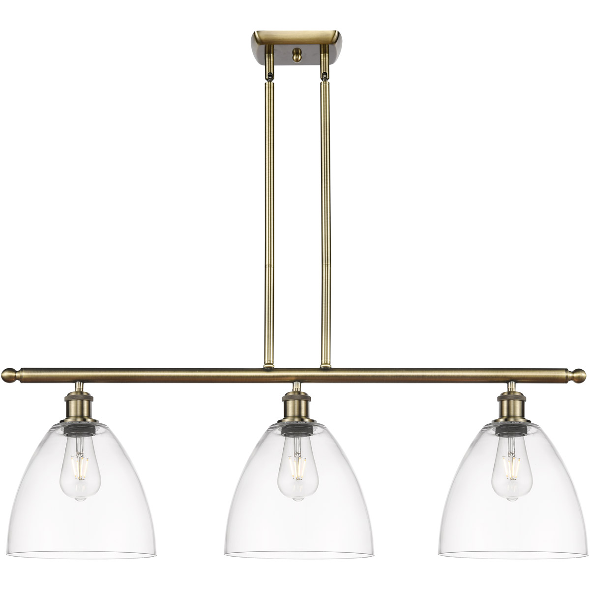 Innovations Lighting 516-3I-AB-GBD-92-LED Ballston Dome LED 36 inch Antique Brass Island Light Ceiling Light in Clear Glass