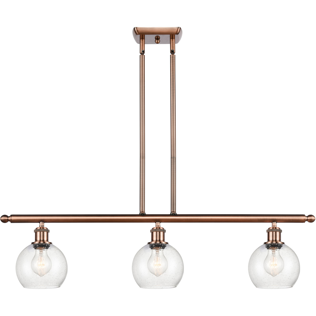 Innovations Lighting 516-3I-AC-G124-6 Ballston Athens 3 Light 36 inch Antique Copper Island Light Ceiling Light in Seedy Glass