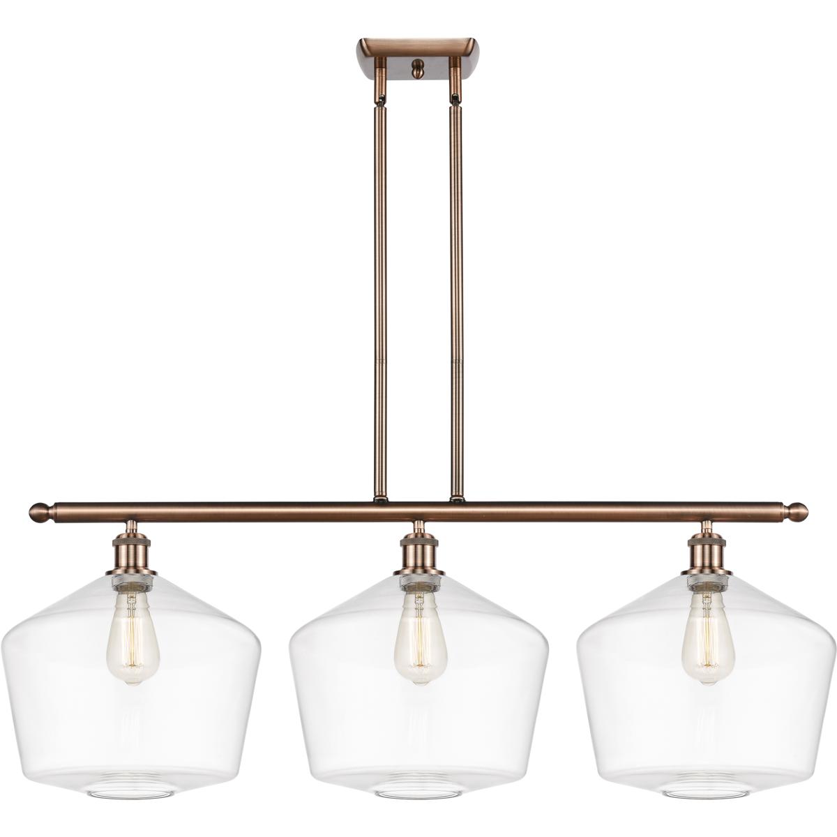 Innovations Lighting 516-3I-AC-G652-12-LED Ballston Cindyrella LED 38.5 inch Antique Copper Island Light Ceiling Light in Clear Glass