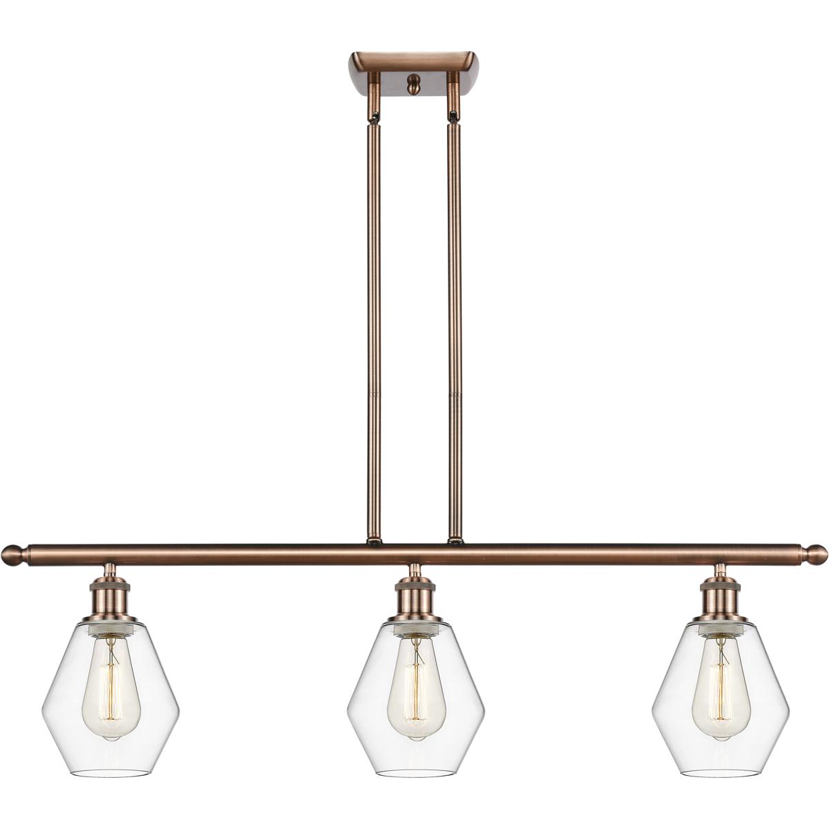 Innovations Lighting 516-3I-AC-G652-6 Ballston Cindyrella 3 Light 36 inch Antique Copper Island Light Ceiling Light in Incandescent, Clear Glass