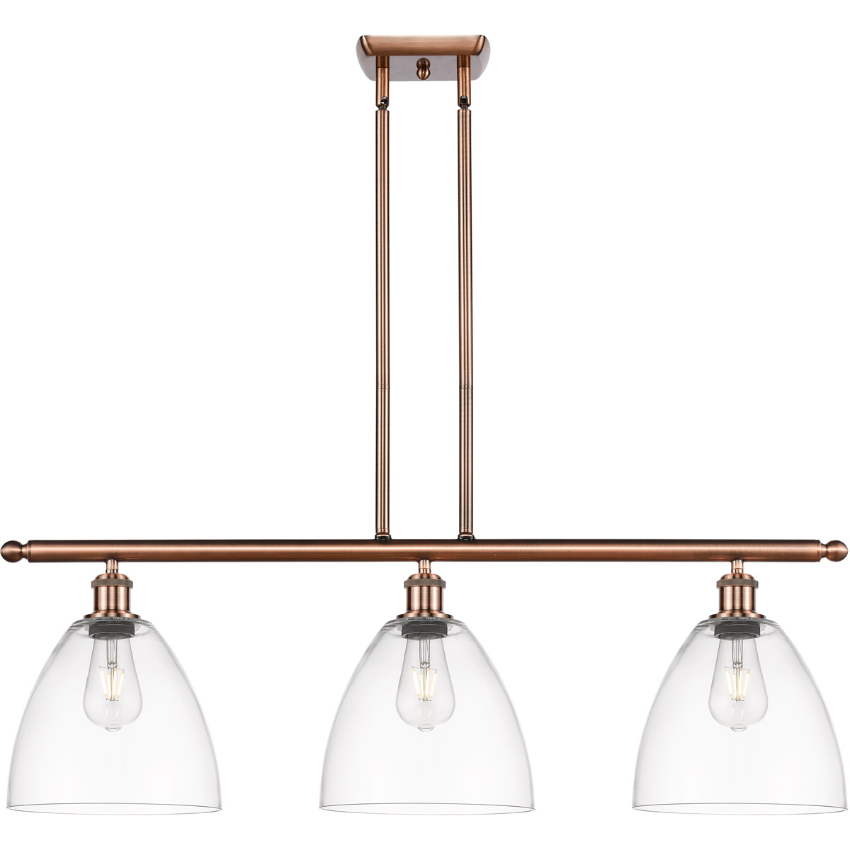Innovations Lighting 516-3I-AC-GBD-92 Ballston Ballston Dome 3 Light 36 inch Antique Copper Island Light Ceiling Light in Clear Glass