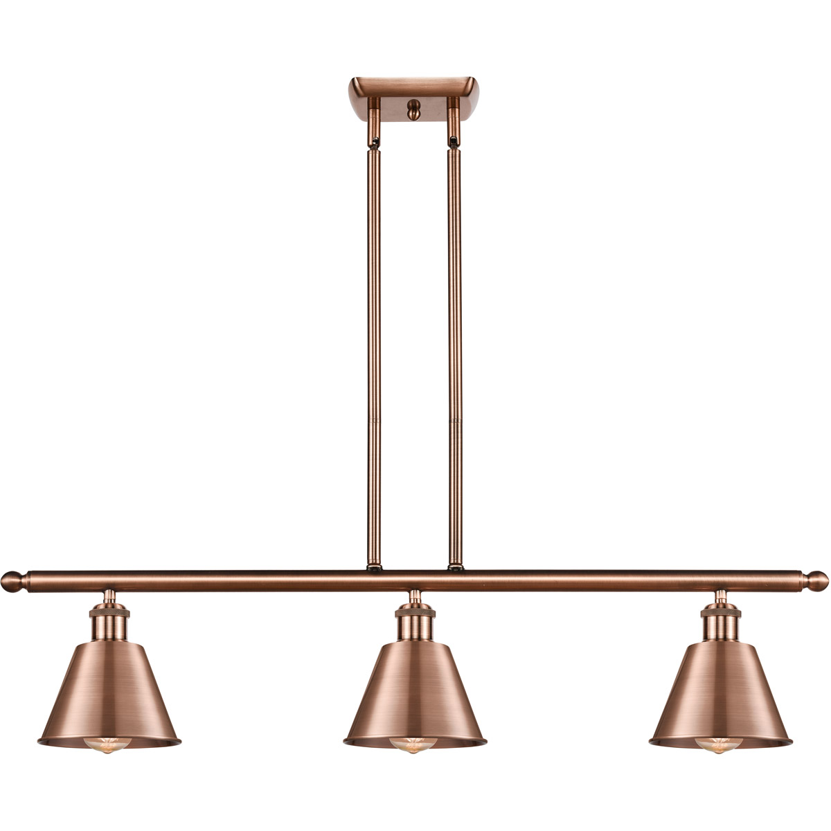 Innovations Lighting 516-3I-AC-M8-LED Ballston Smithfield LED 36 inch Antique Copper Island Light Ceiling Light, Ballston