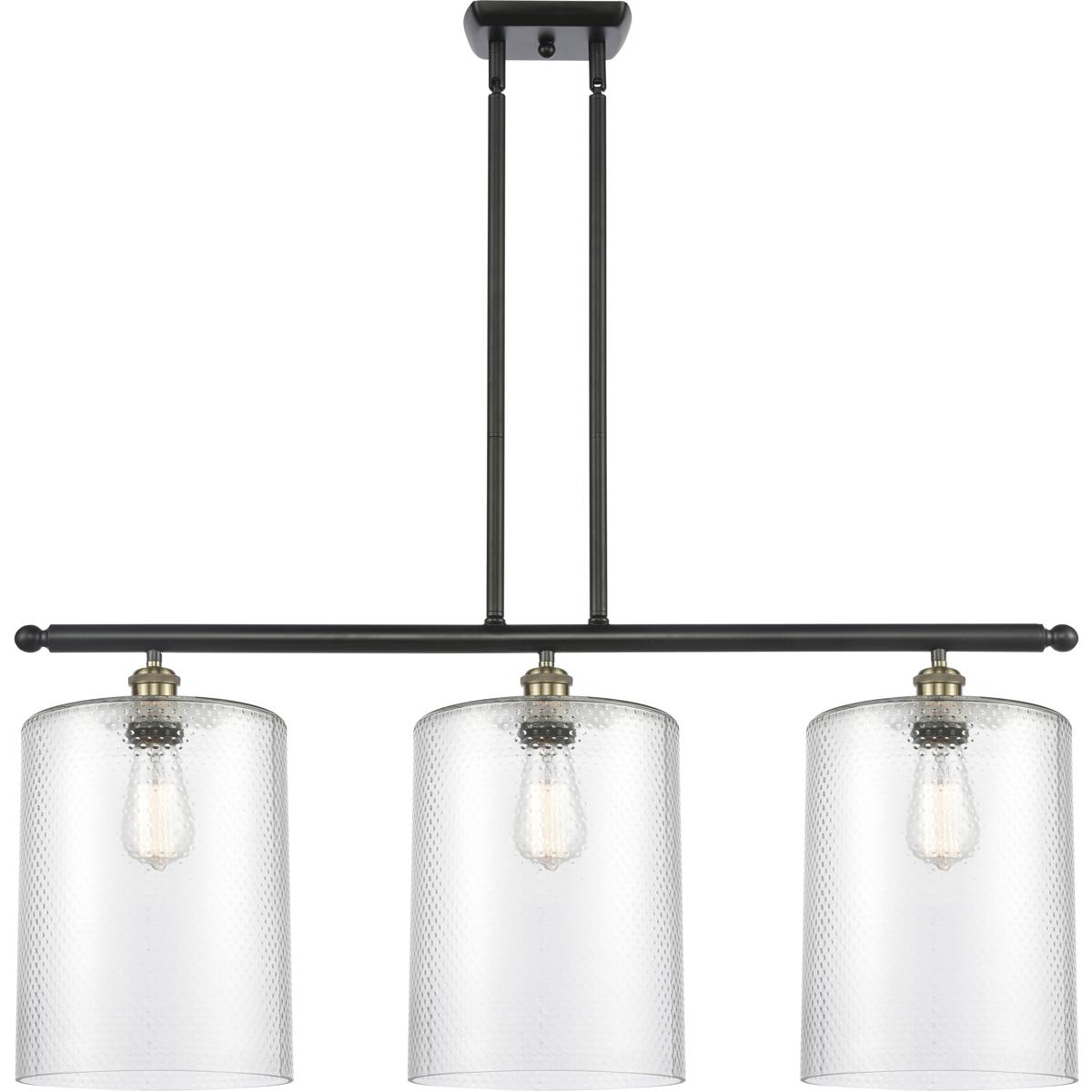 Innovations Lighting 516-3I-BAB-G112-L Ballston Cobbleskill 3 Light 36 inch Black Antique Brass Island Light Ceiling Light in Clear Glass