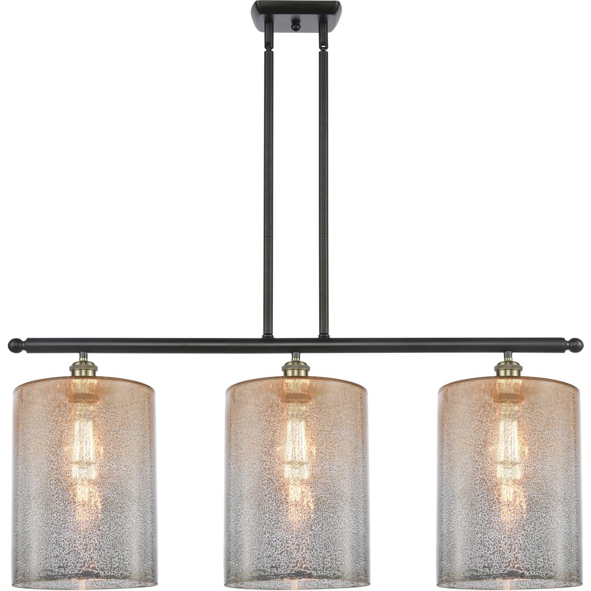 Innovations Lighting 516-3I-BAB-G116-L Ballston Cobbleskill 3 Light 36 inch Black Antique Brass Island Light Ceiling Light in Mercury Glass