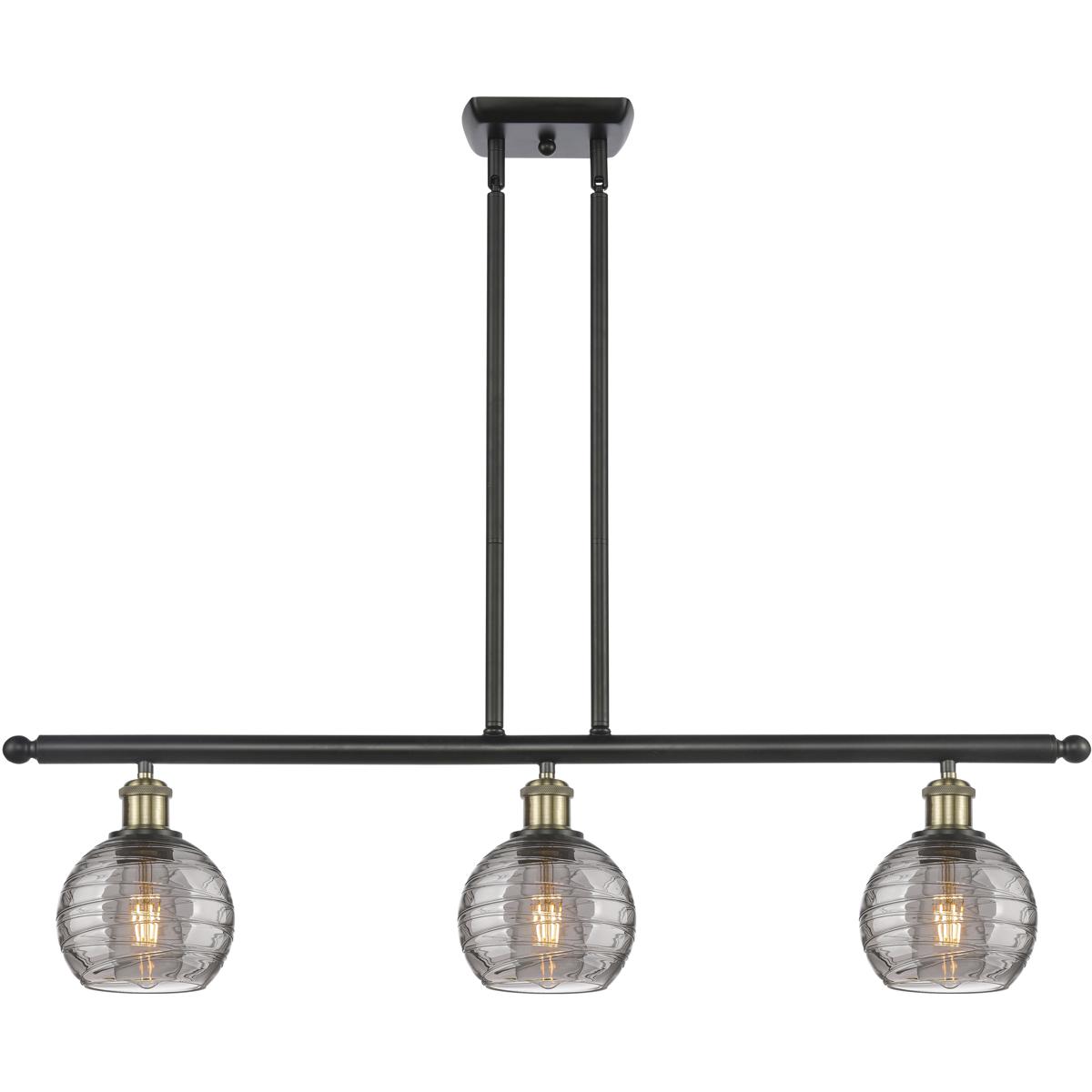 Innovations Lighting 516-3I-BAB-G1213-6SM Ballston Athens Deco Swirl 3 Light 36 inch Black Antique Brass Stem Hung Island Light Ceiling Light
