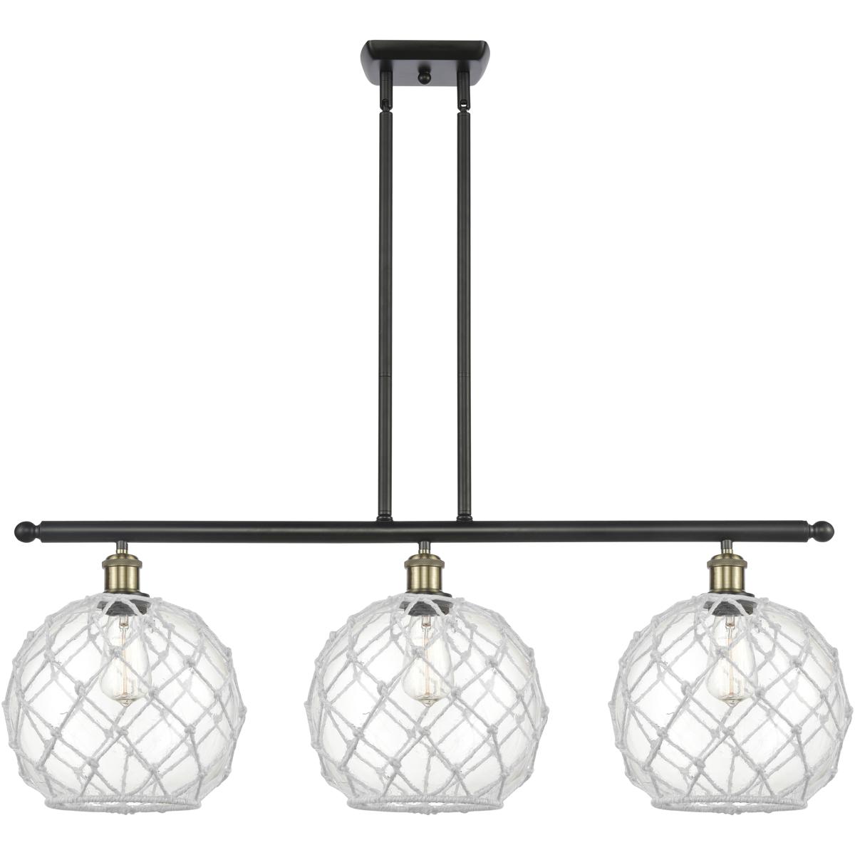 Innovations Lighting 516-3I-BAB-G122-10RW-LED Ballston Large Farmhouse Rope LED 36 inch Black Antique Brass Island Light Ceiling Light in Clear Glass