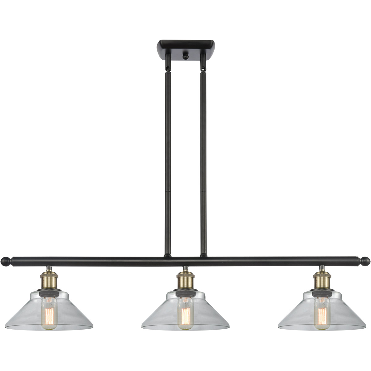 Innovations Lighting 516-3I-BAB-G132-LED Ballston Orwell LED 36 inch Black Antique Brass Island Light Ceiling Light in Clear Glass, Ballston