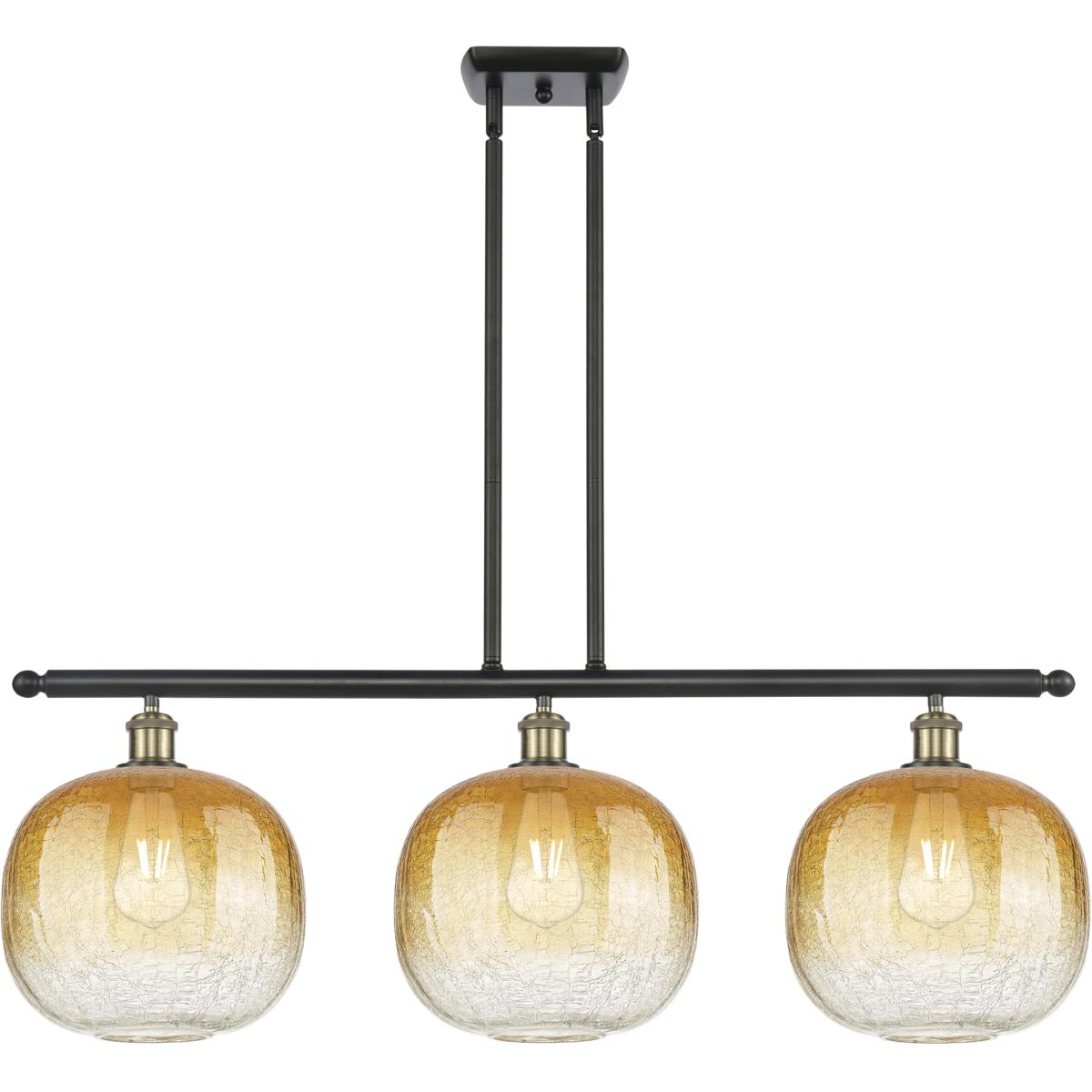 Innovations Lighting 516-3I-BAB-G481-10AM Ballston Brookhaven Sphere Island Light Ceiling Light in Black Antique Brass, Amber Glass