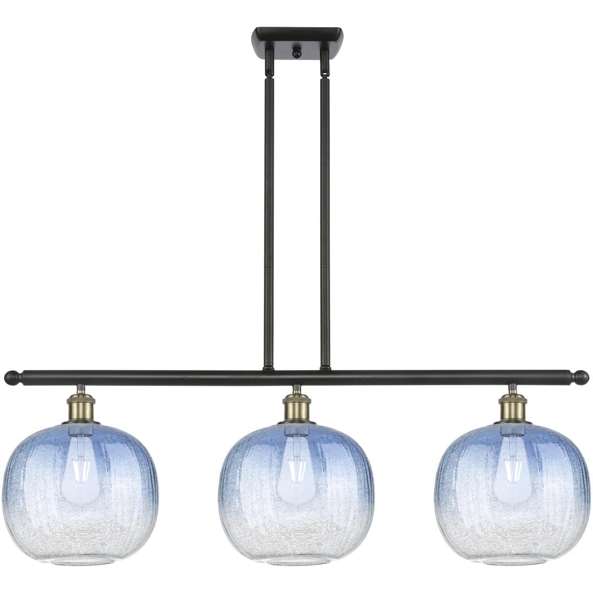Innovations Lighting 516-3I-BAB-G481-10SB Ballston Brookhaven Sphere Island Light Ceiling Light in Black Antique Brass, Sapphire Blue Glass