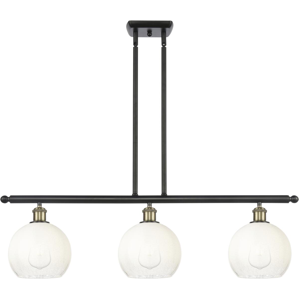 Innovations Lighting 516-3I-BAB-G483-8OP Ballston Brookhaven Globe Island Light Ceiling Light in Black Antique Brass, Opal Glass