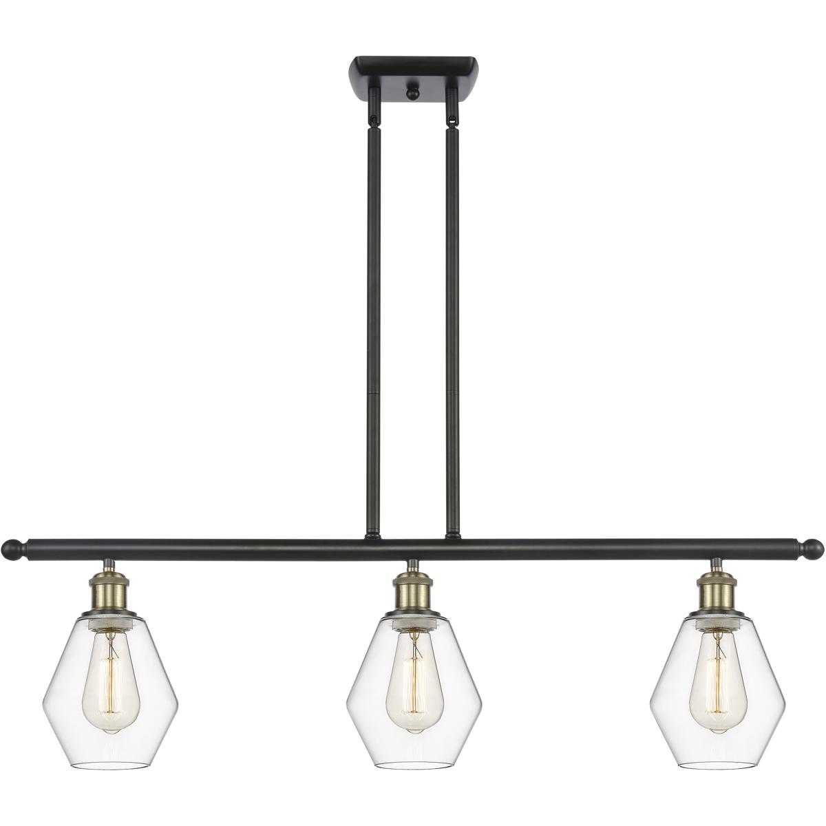 Innovations Lighting 516-3I-BAB-G652-6 Ballston Cindyrella 3 Light 36 inch Black Antique Brass Island Light Ceiling Light in Incandescent, Clear Glass