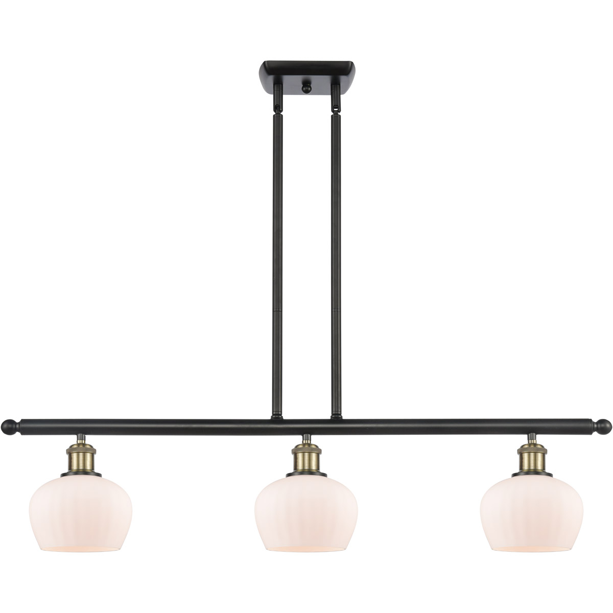 Innovations Lighting 516-3I-BAB-G91 Ballston Fenton 3 Light 36 inch Black Antique Brass Island Light Ceiling Light in Matte White Glass, Ballston