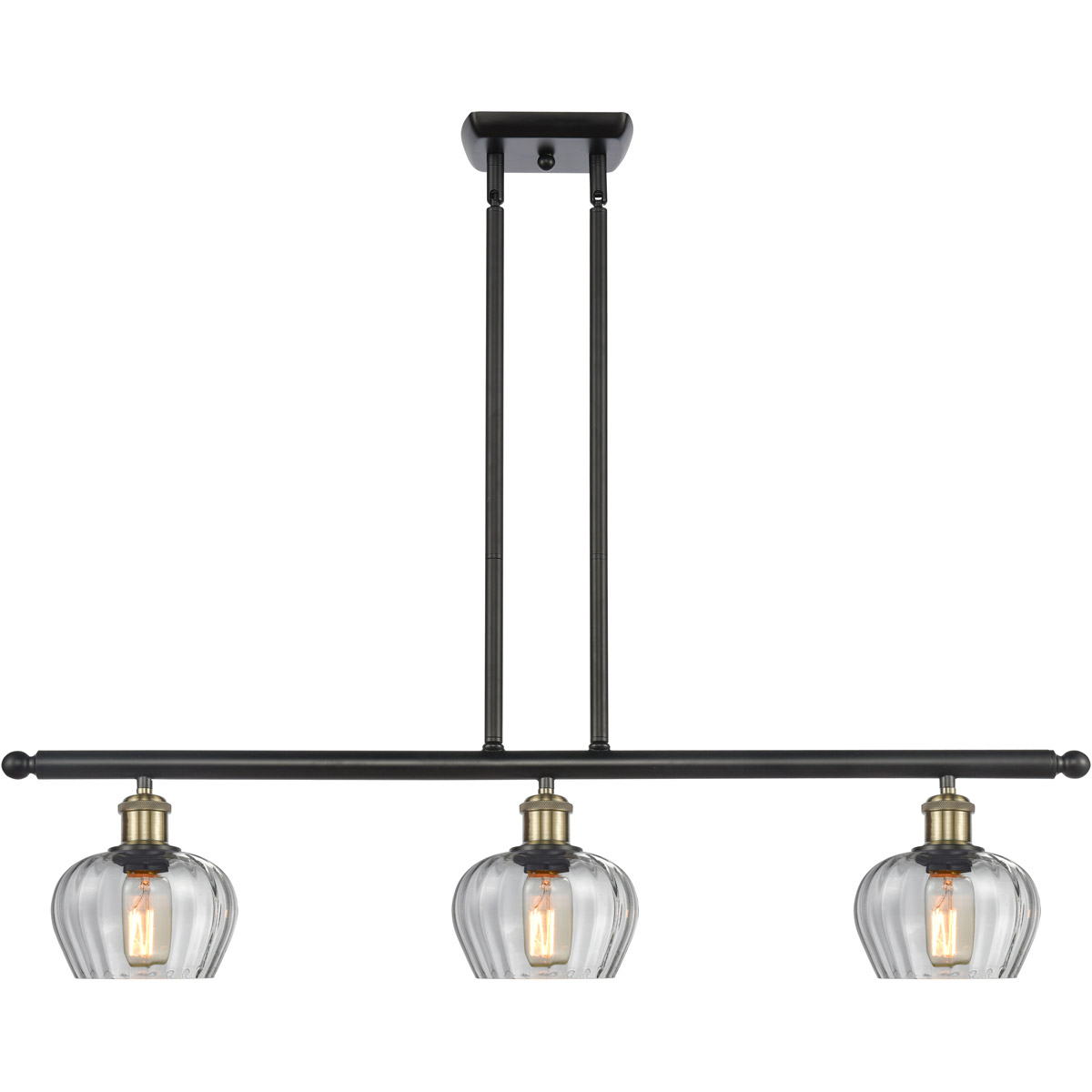 Innovations Lighting 516-3I-BAB-G92-LED Ballston Fenton LED 36 inch Black Antique Brass Island Light Ceiling Light in Clear Glass, Ballston
