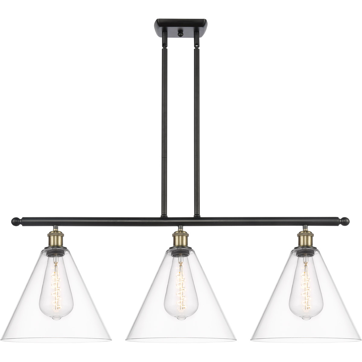 Innovations Lighting 516-3I-BAB-GBC-122-LED Ballston Ballston Cone Island Light Ceiling Light in Black Antique Brass, Clear Glass