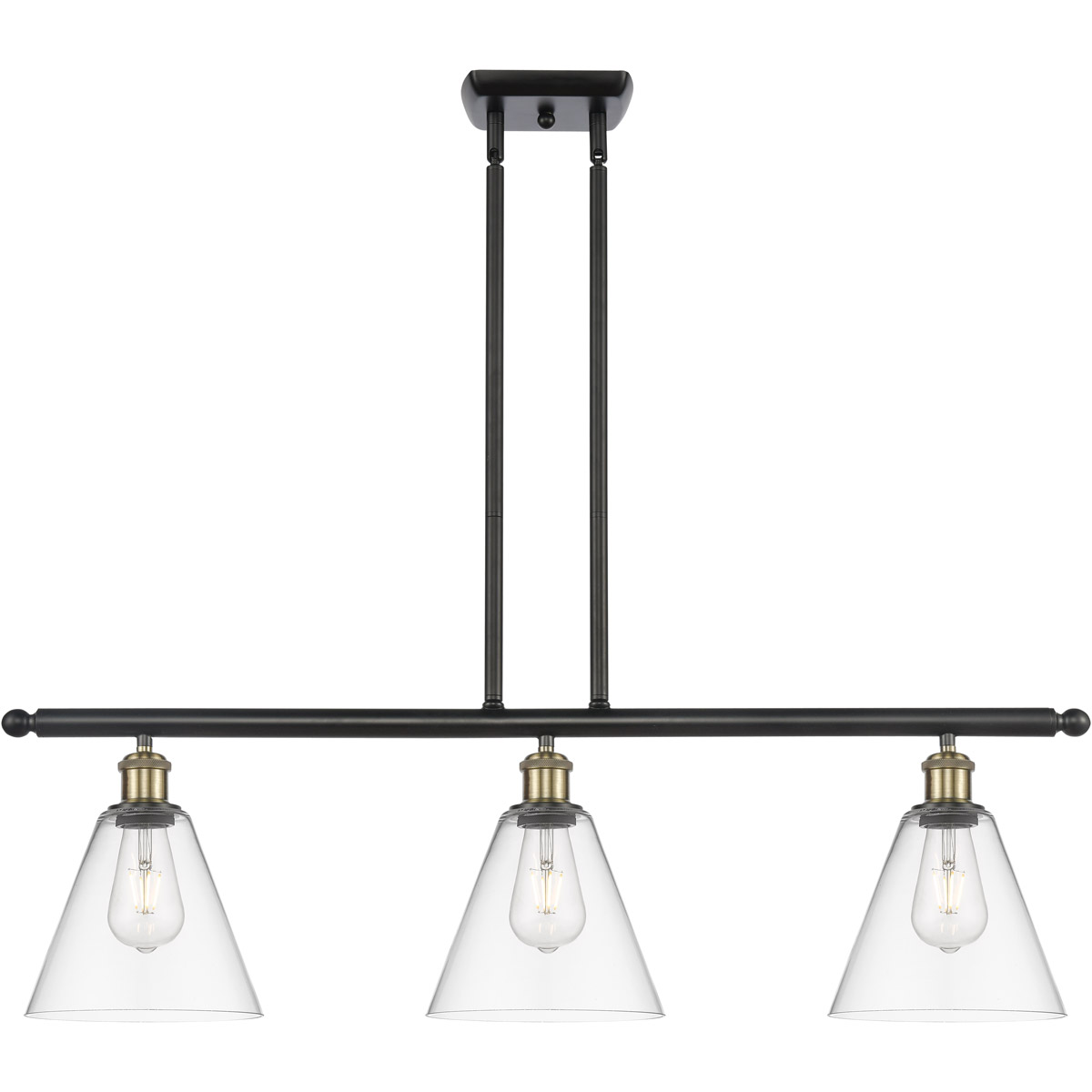 Innovations Lighting Bruno Marashlian Ballston Cone 36 Inch 3 Light Linear Suspension Light Ballston Cone - 516-3I-BAB-GBC-82 - Modern Contemporary