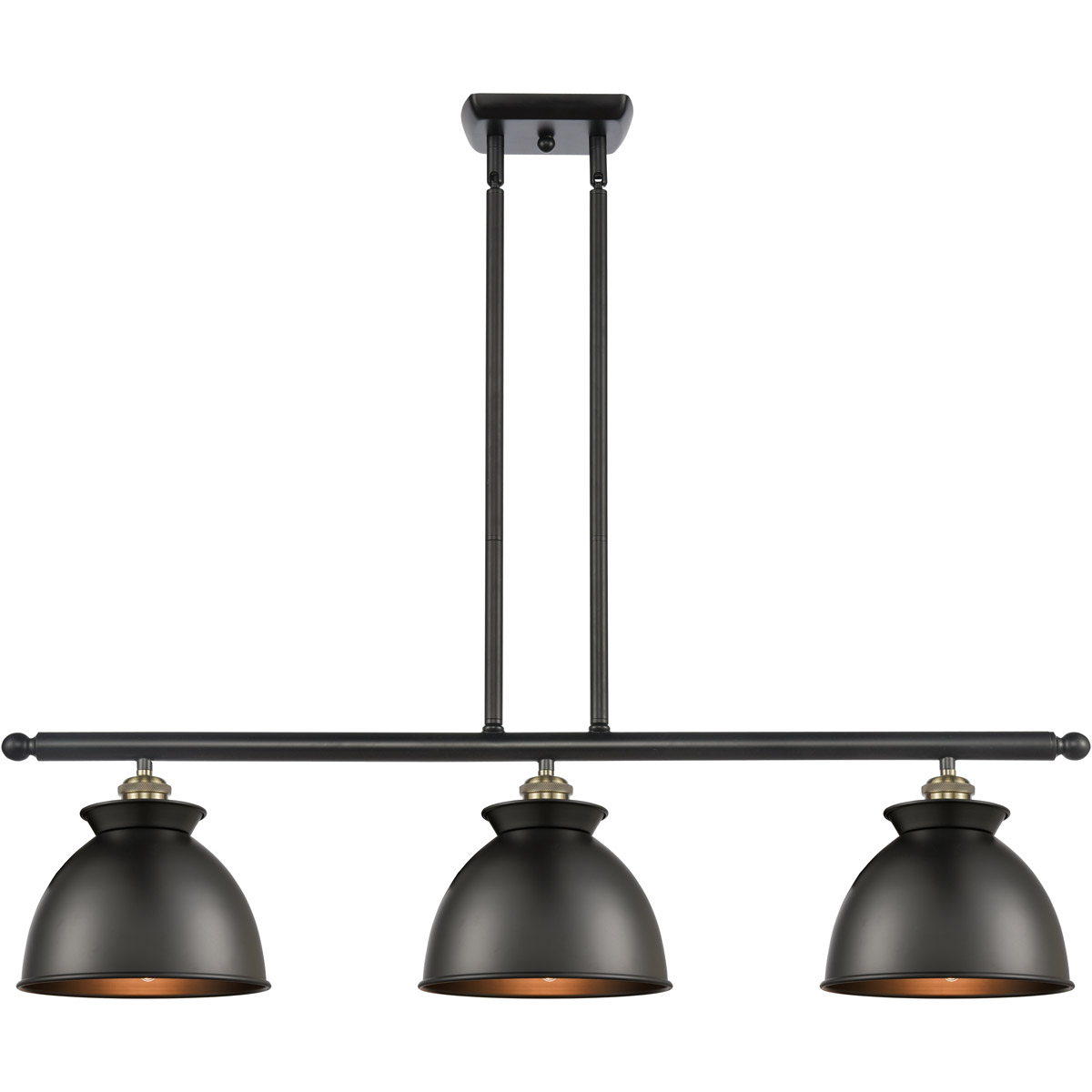 Innovations Lighting 516-3I-PN-M14-BK-LED Ballston Adirondack LED 36 inch Polished Nickel Island Light Ceiling Light in Matte Black, Ballston
