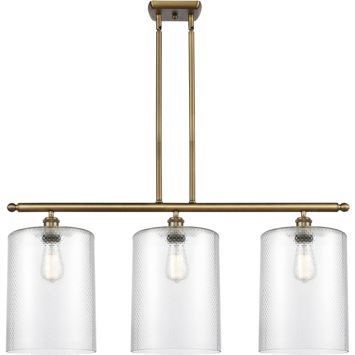Innovations Lighting 516-3I-BB-G112-L Ballston Cobbleskill 3 Light 36 inch Brushed Brass Island Light Ceiling Light in Clear Glass