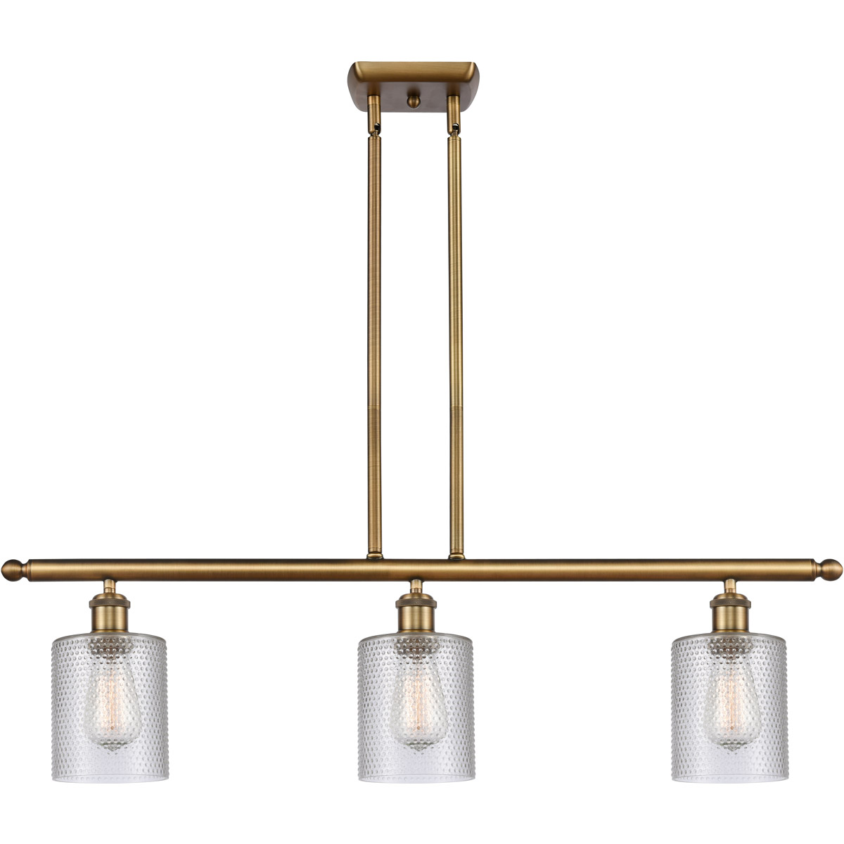 Innovations Lighting 516-3I-BB-G112-LED Ballston Cobbleskill LED 36 inch Brushed Brass Island Light Ceiling Light in Clear Glass, Ballston
