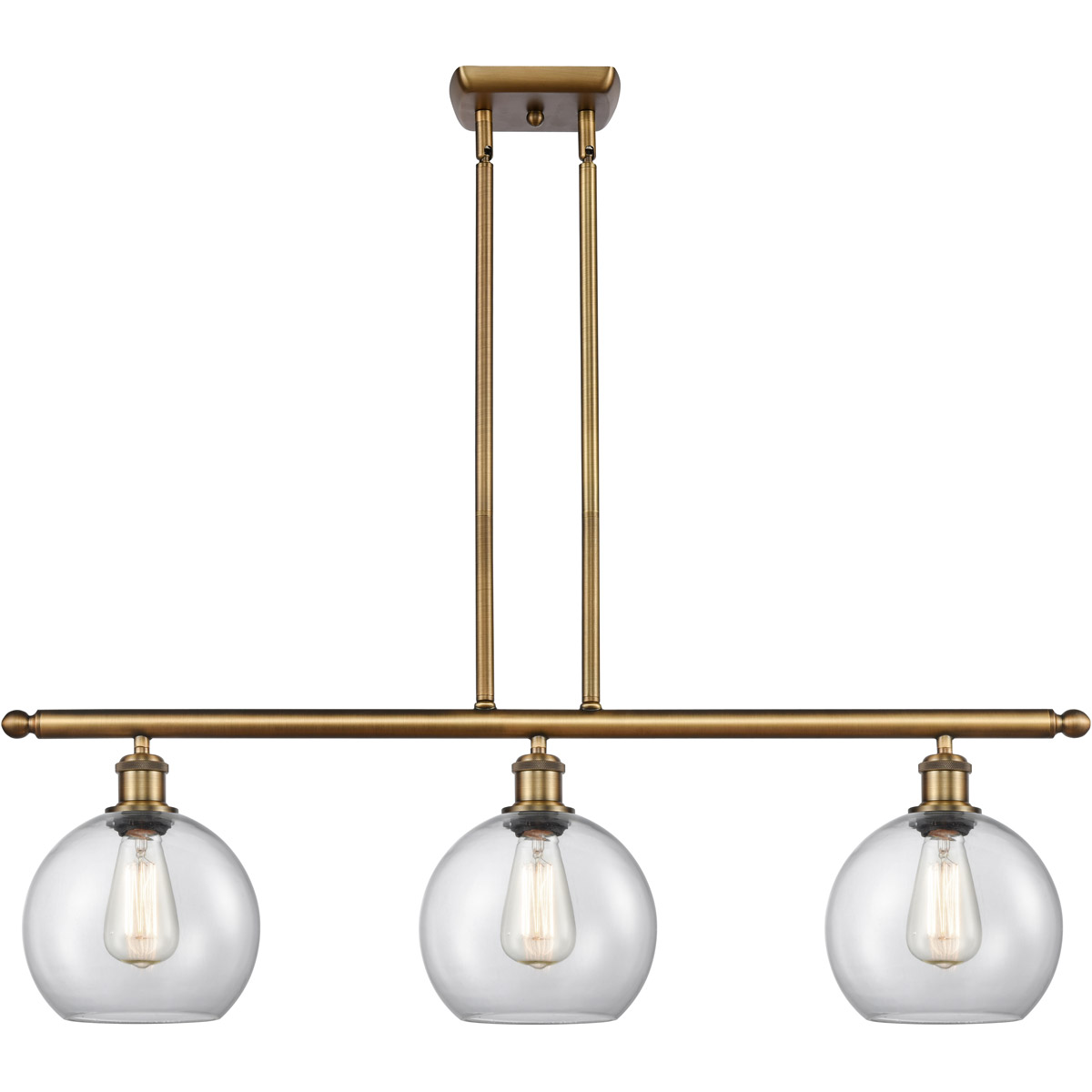 Innovations Lighting 516-3I-BB-G122-8-LED Ballston Athens LED 36 inch Brushed Brass Island Light Ceiling Light in Clear Glass